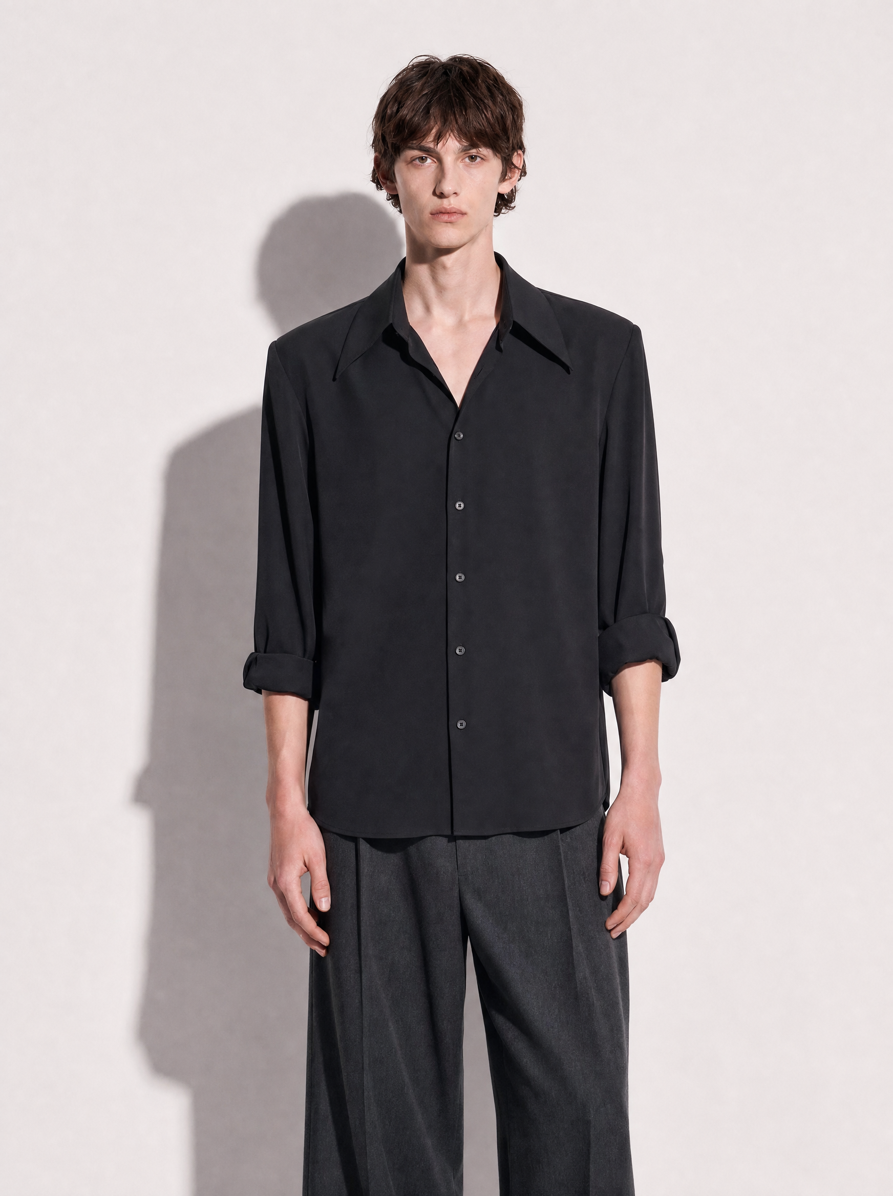 Structured Shoulder Padded Button-Up Shirt-5