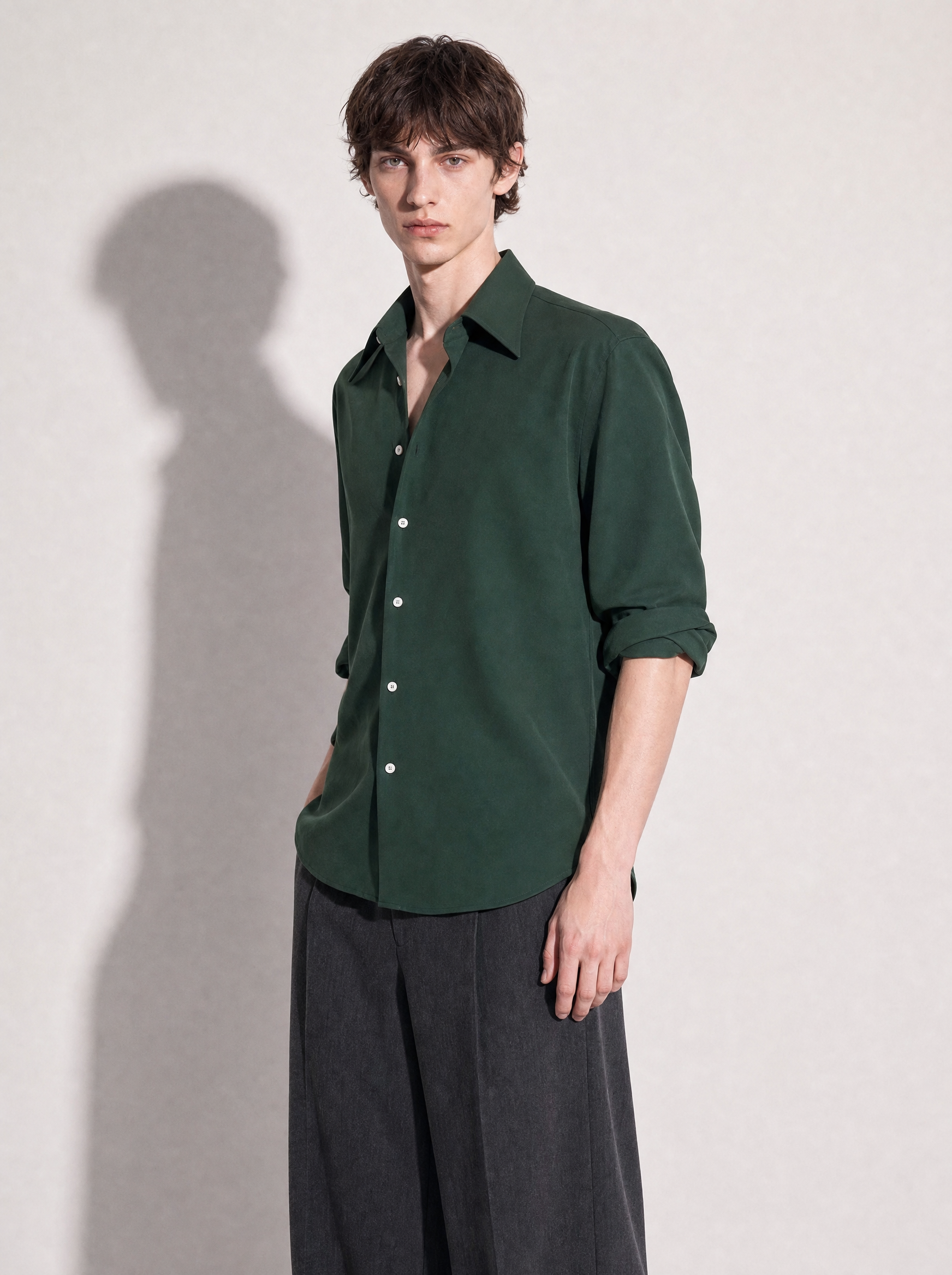 Structured Shoulder Padded Button-Up Shirt-20