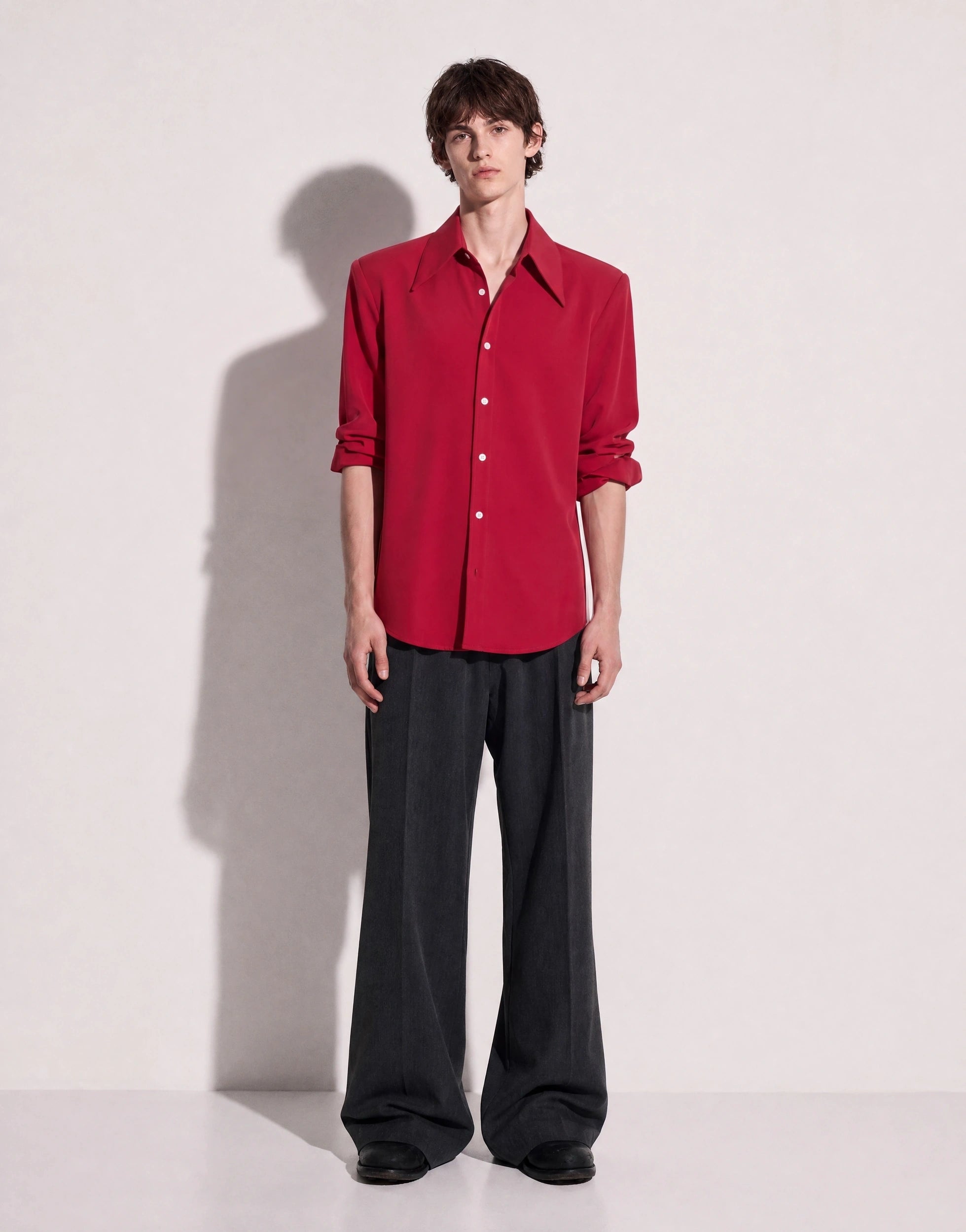 Structured Shoulder Padded Button-Up Shirt-17