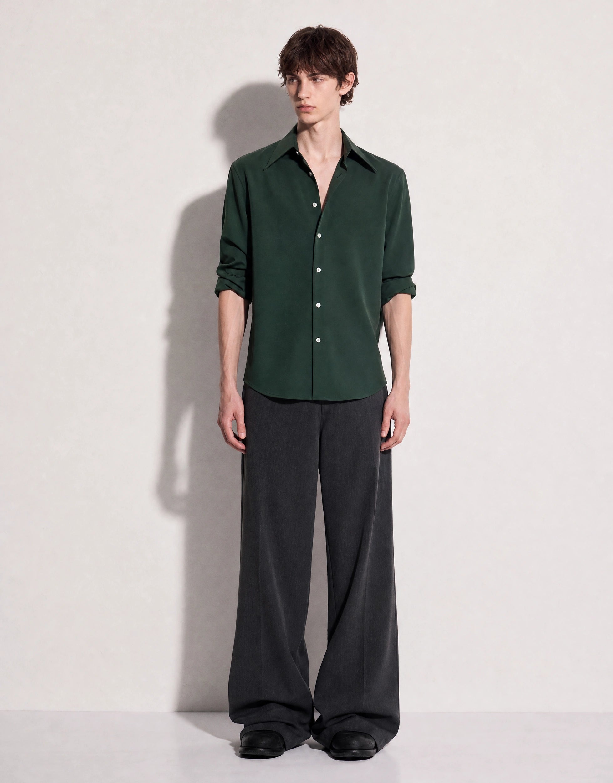 Structured Shoulder Padded Button-Up Shirt-24