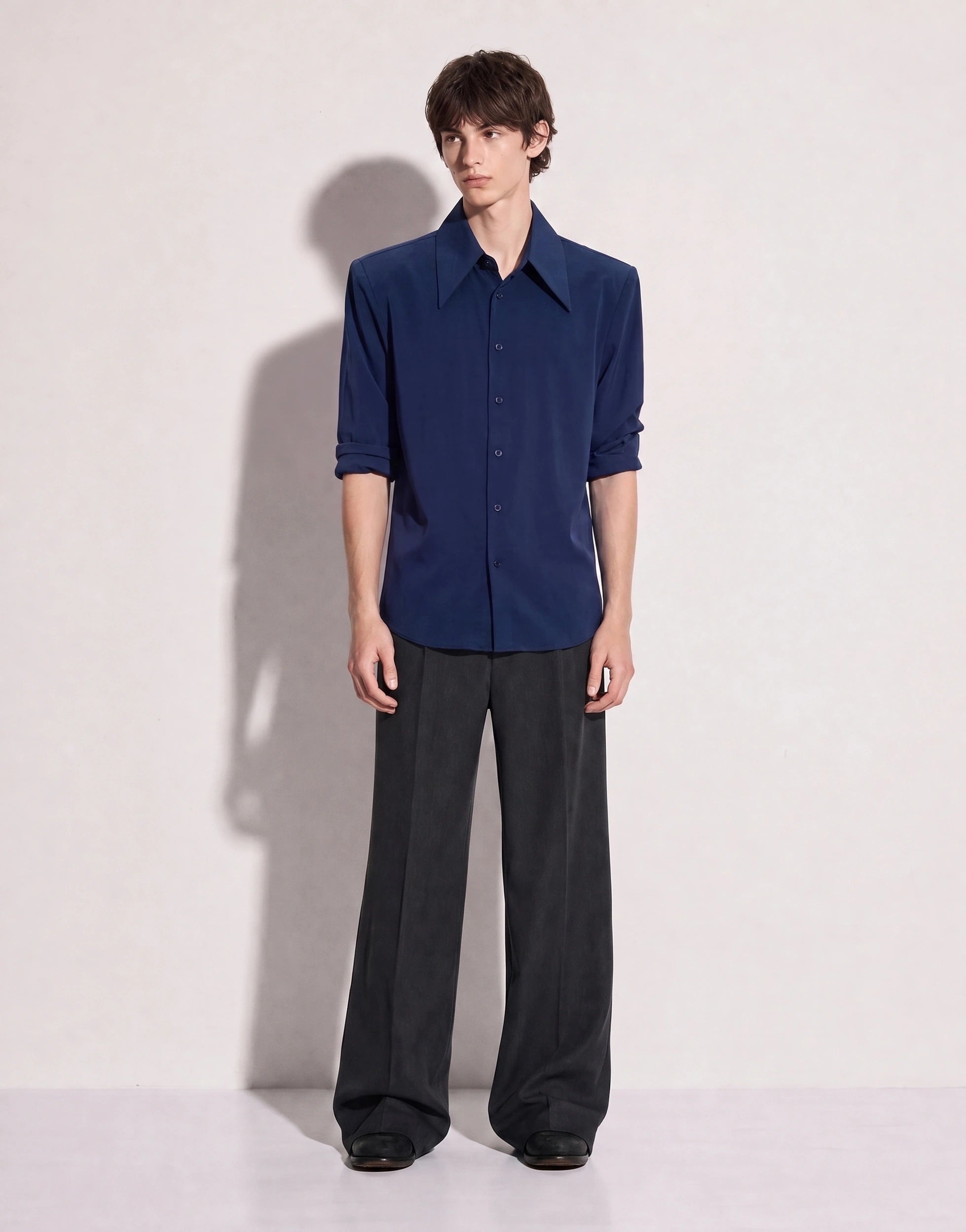 Structured Shoulder Padded Button-Up Shirt-30