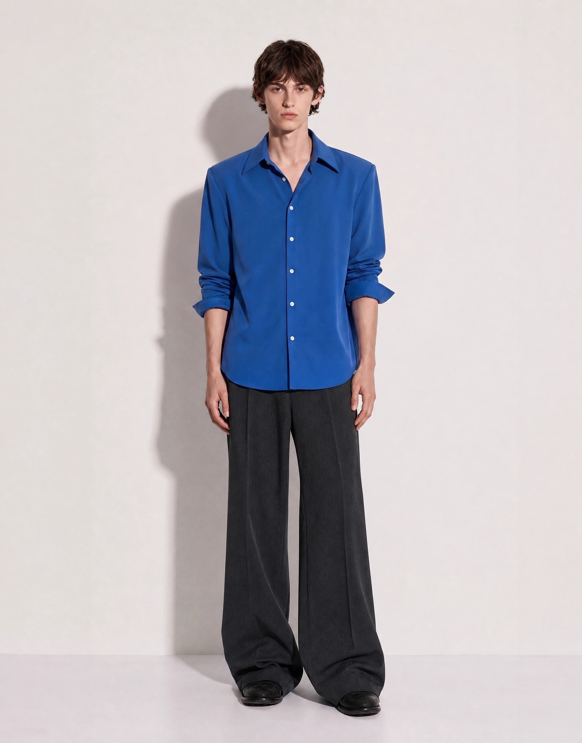 Structured Shoulder Padded Button-Up Shirt-11