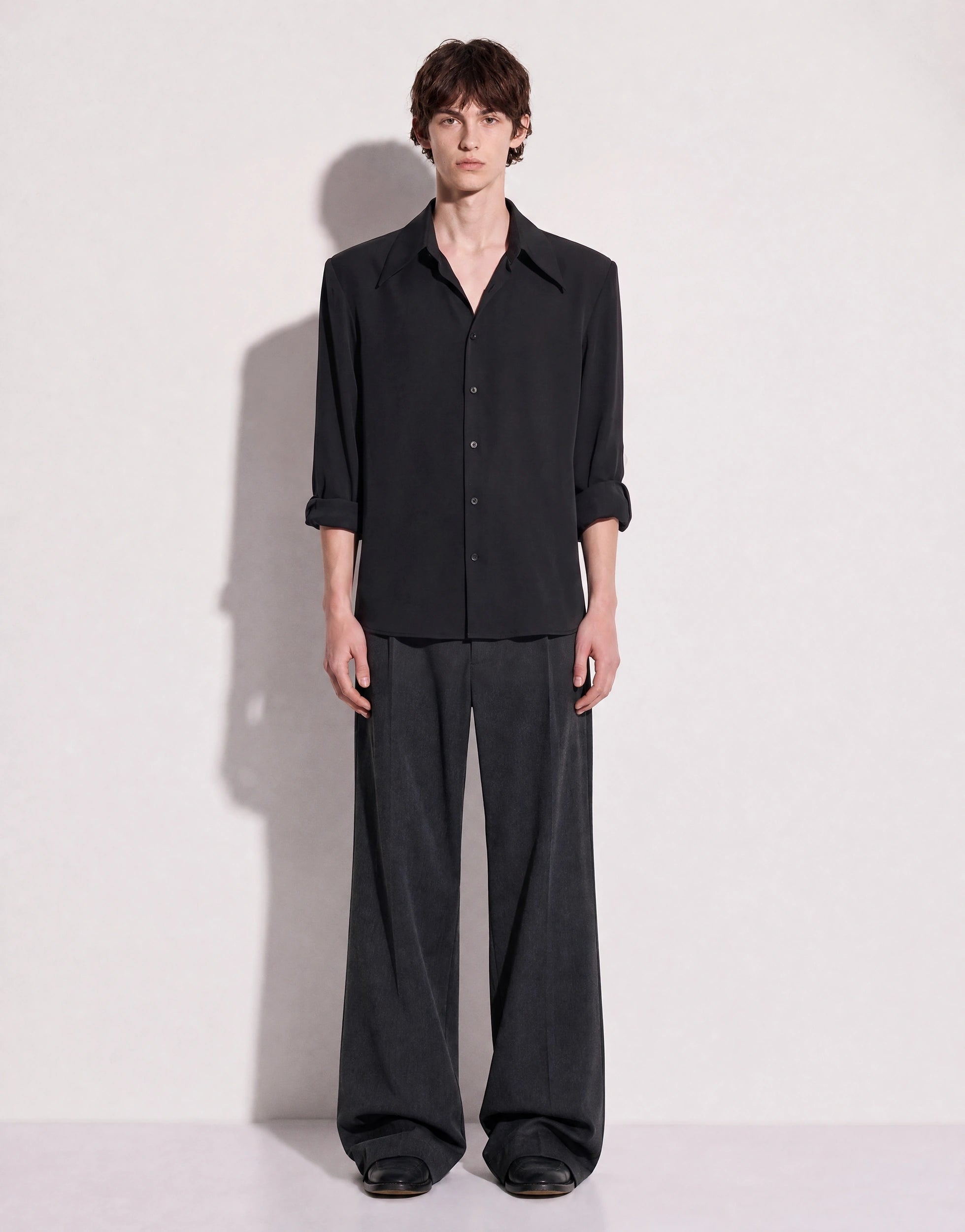Structured Shoulder Padded Button-Up Shirt-36
