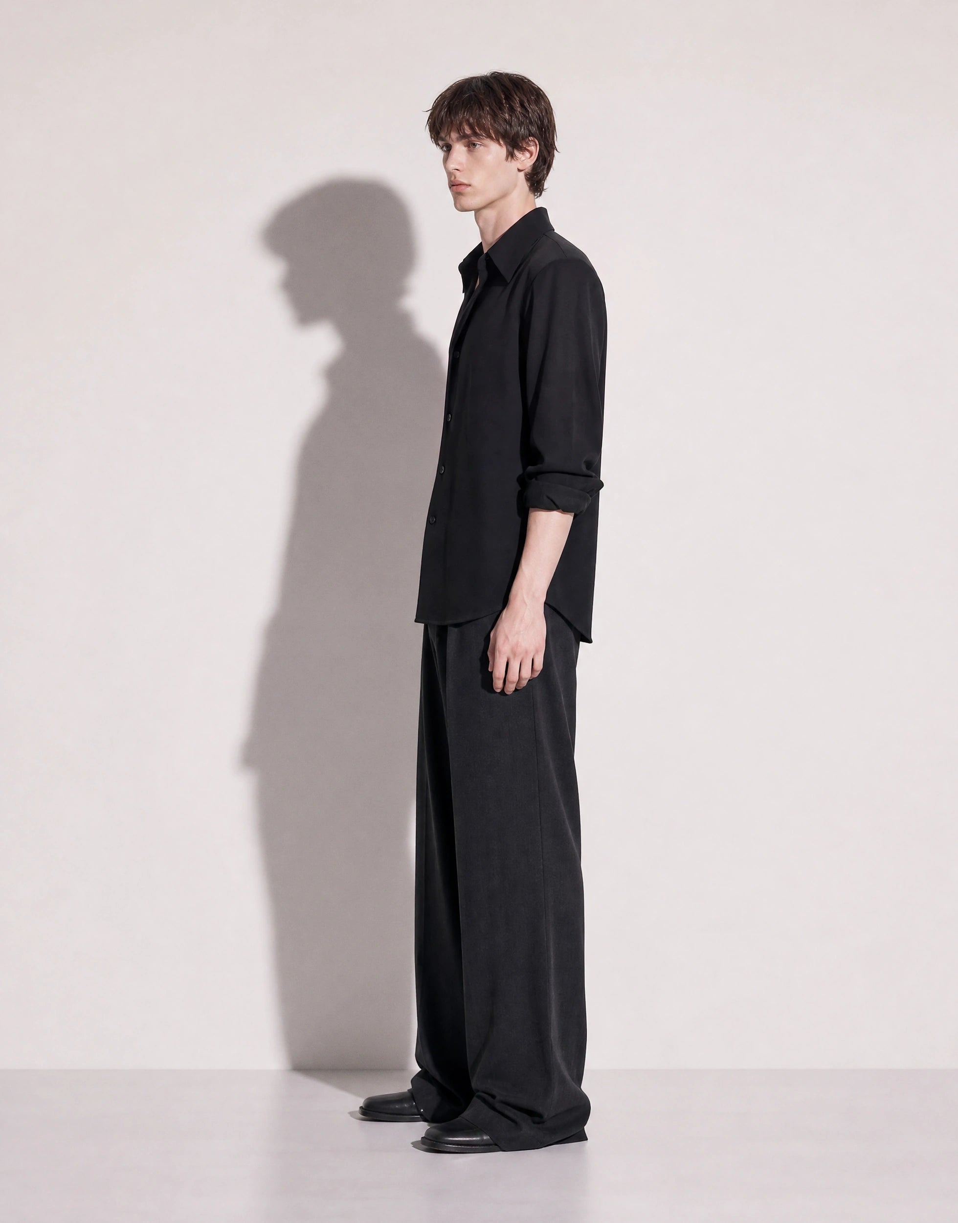 Structured Shoulder Padded Button-Up Shirt-37
