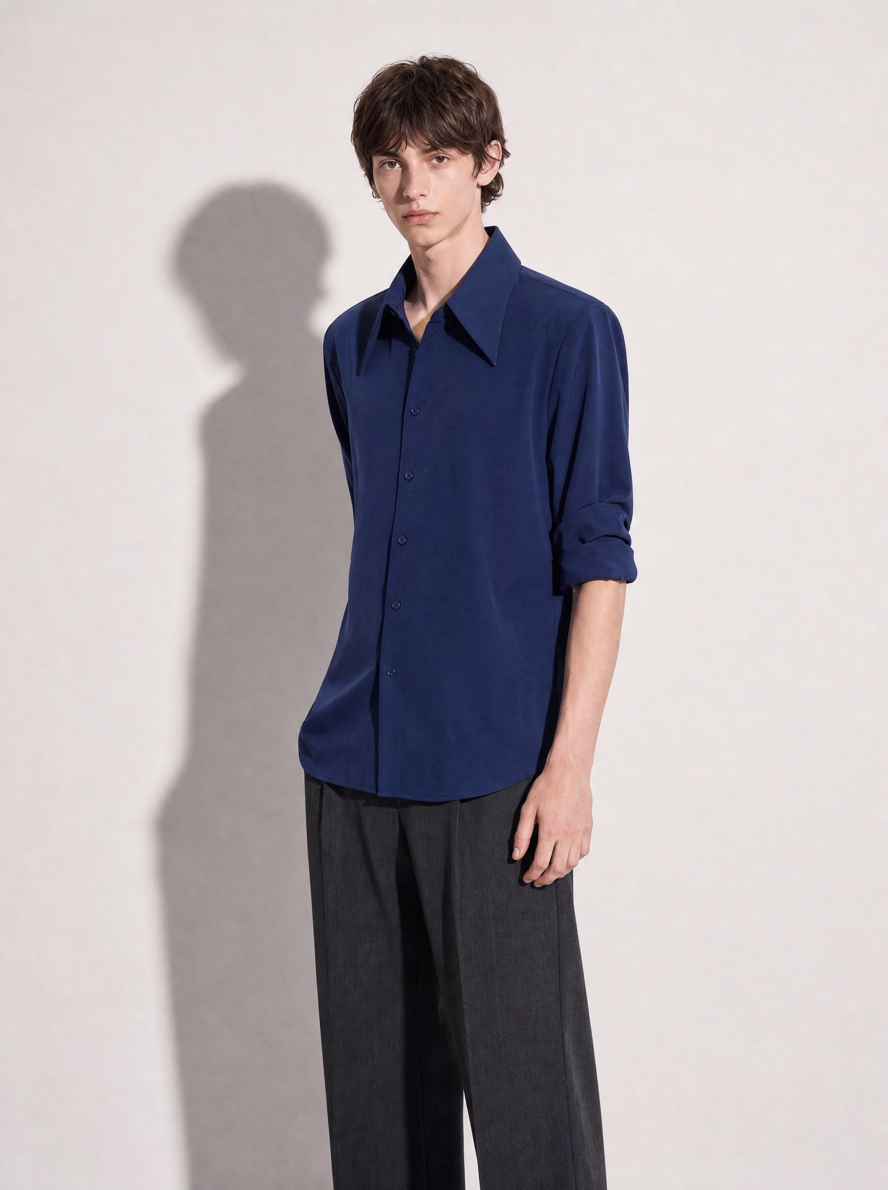 Structured Shoulder Padded Button-Up Shirt-27