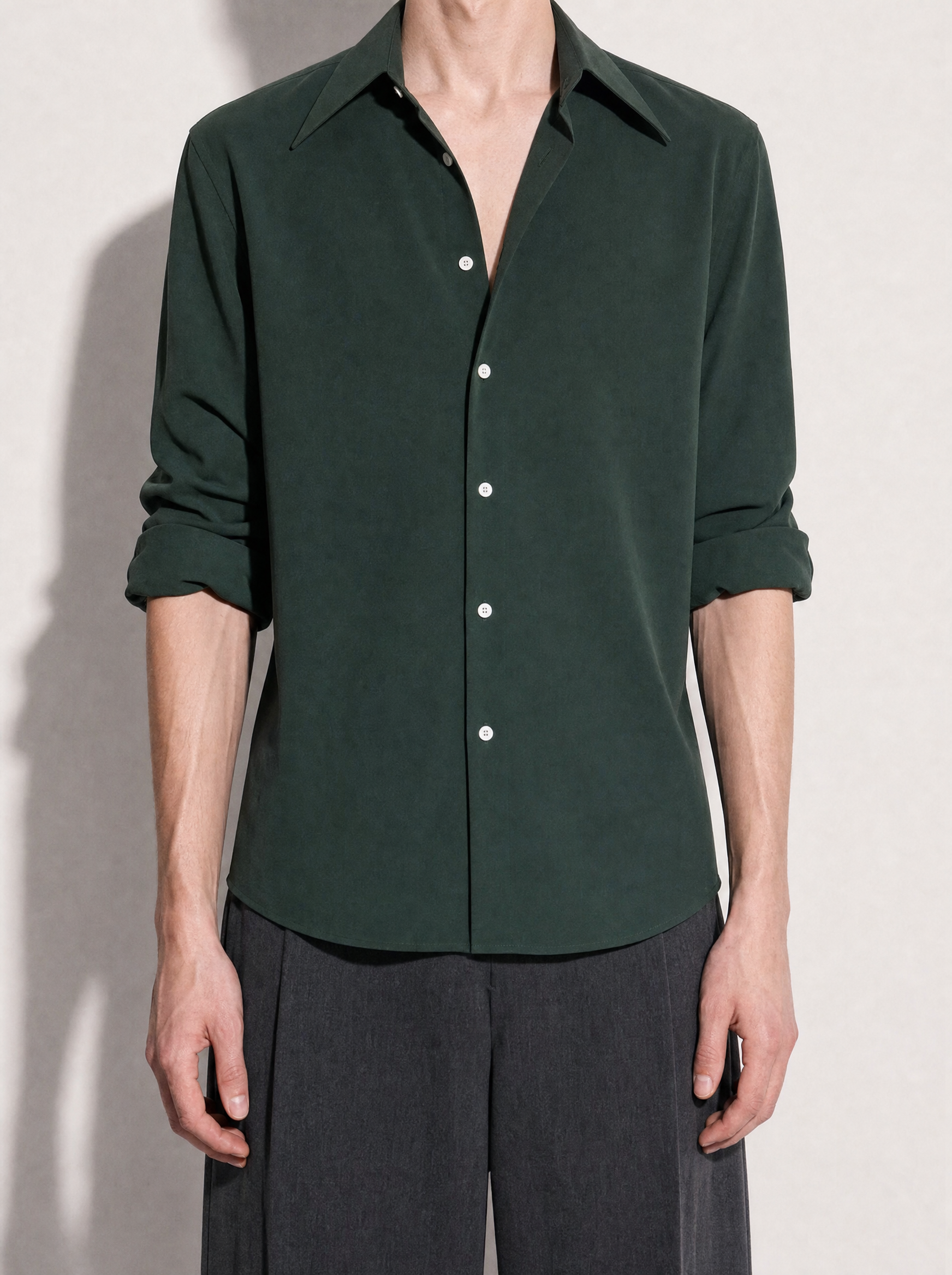 Structured Shoulder Padded Button-Up Shirt-23