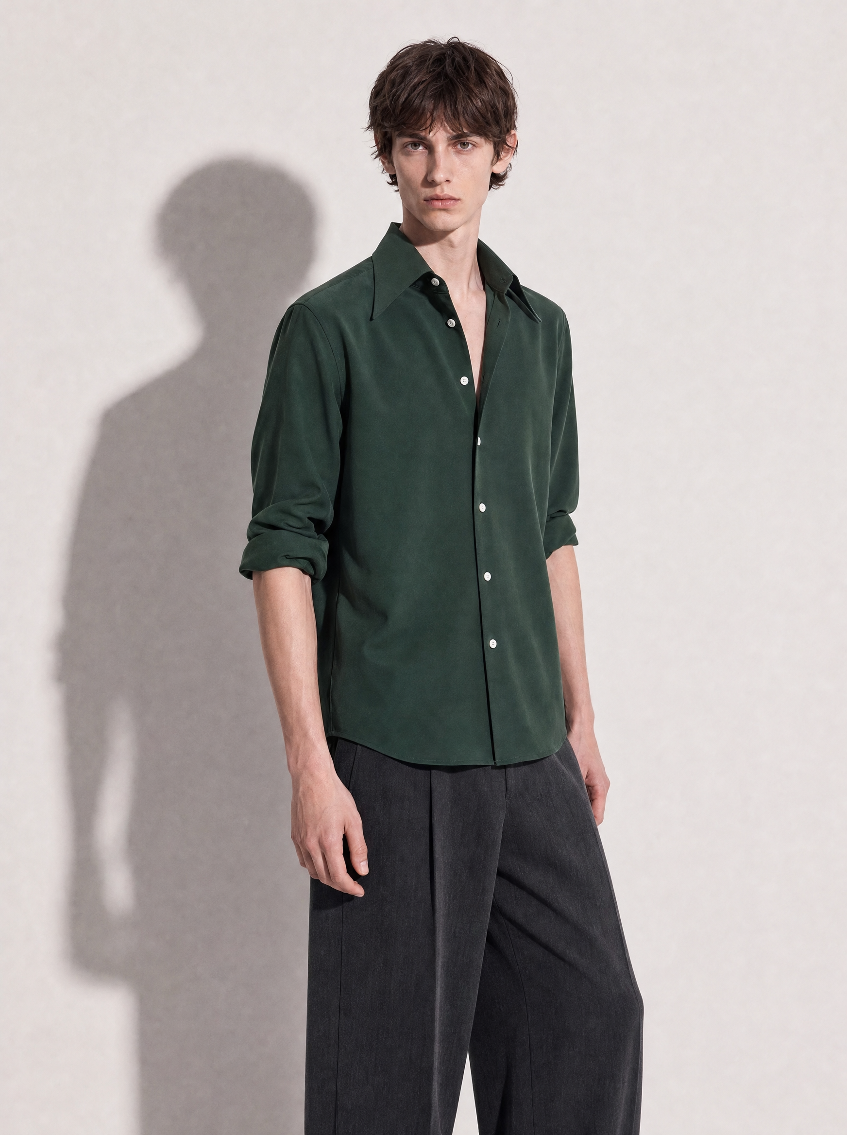 Structured Shoulder Padded Button-Up Shirt-21
