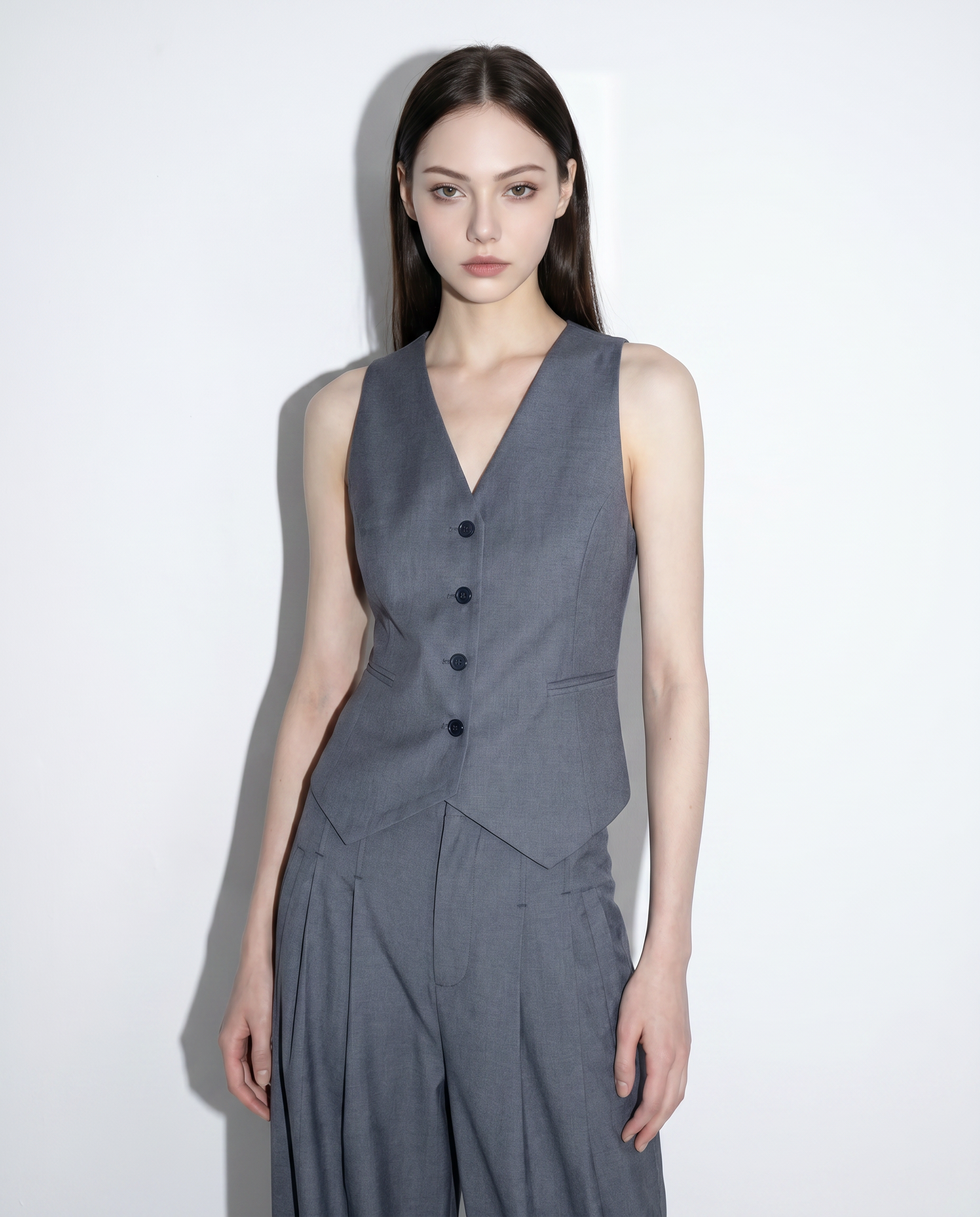 Tailored Criss Cross Back Vest and Pleated Wide Leg Trouser Set-2