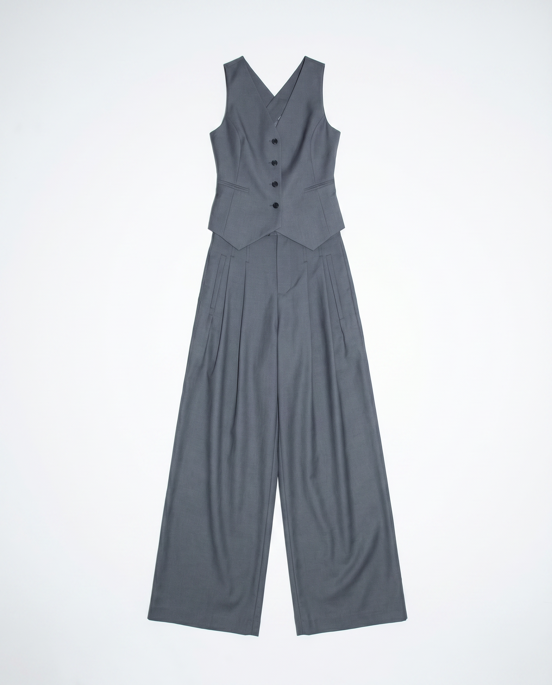 Tailored Criss Cross Back Vest and Pleated Wide Leg Trouser Set-11