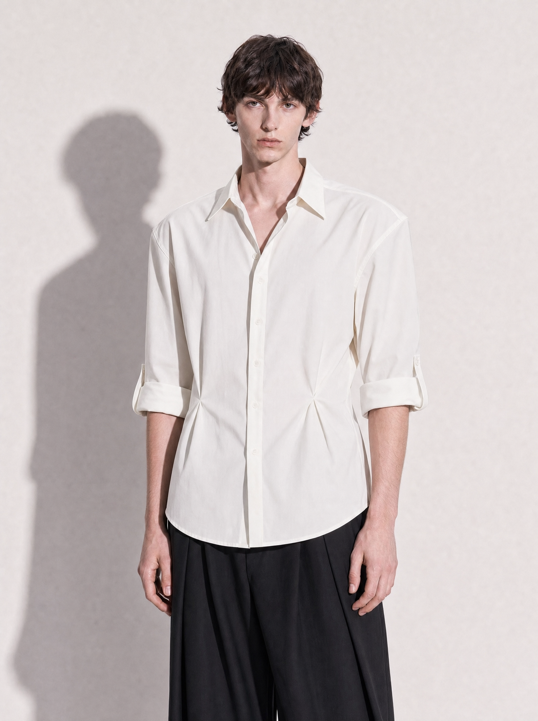 Tapered Waist Structured Shoulder Shirt-5