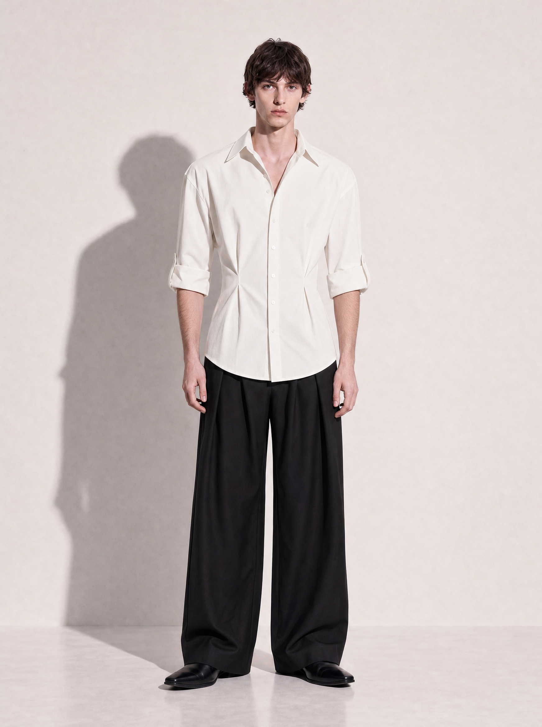 Tapered Waist Structured Shoulder Shirt-9
