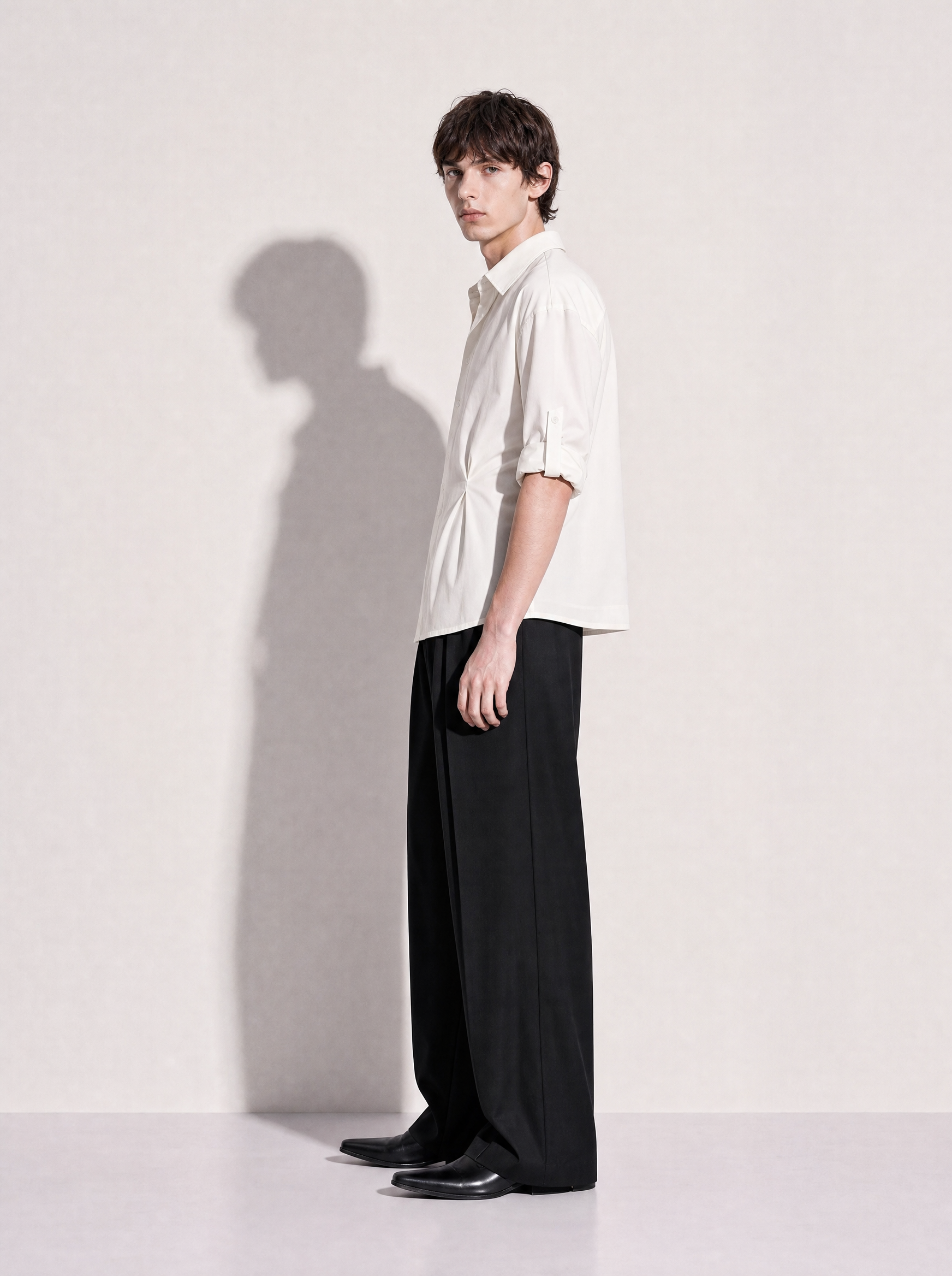 Tapered Waist Structured Shoulder Shirt-10