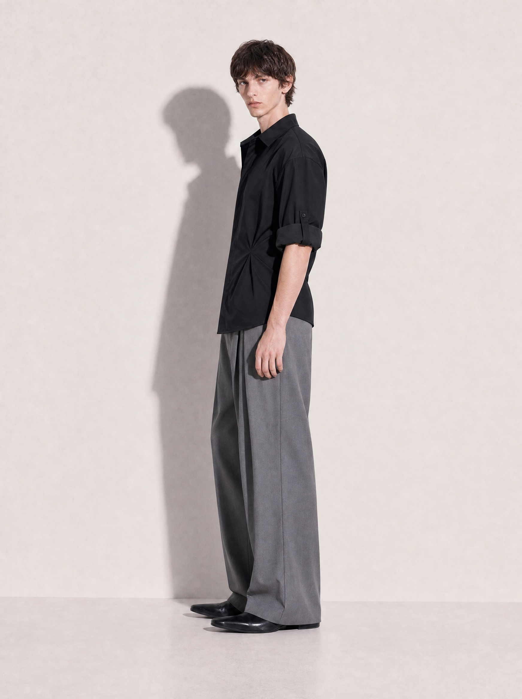 Tapered Waist Structured Shoulder Shirt-4