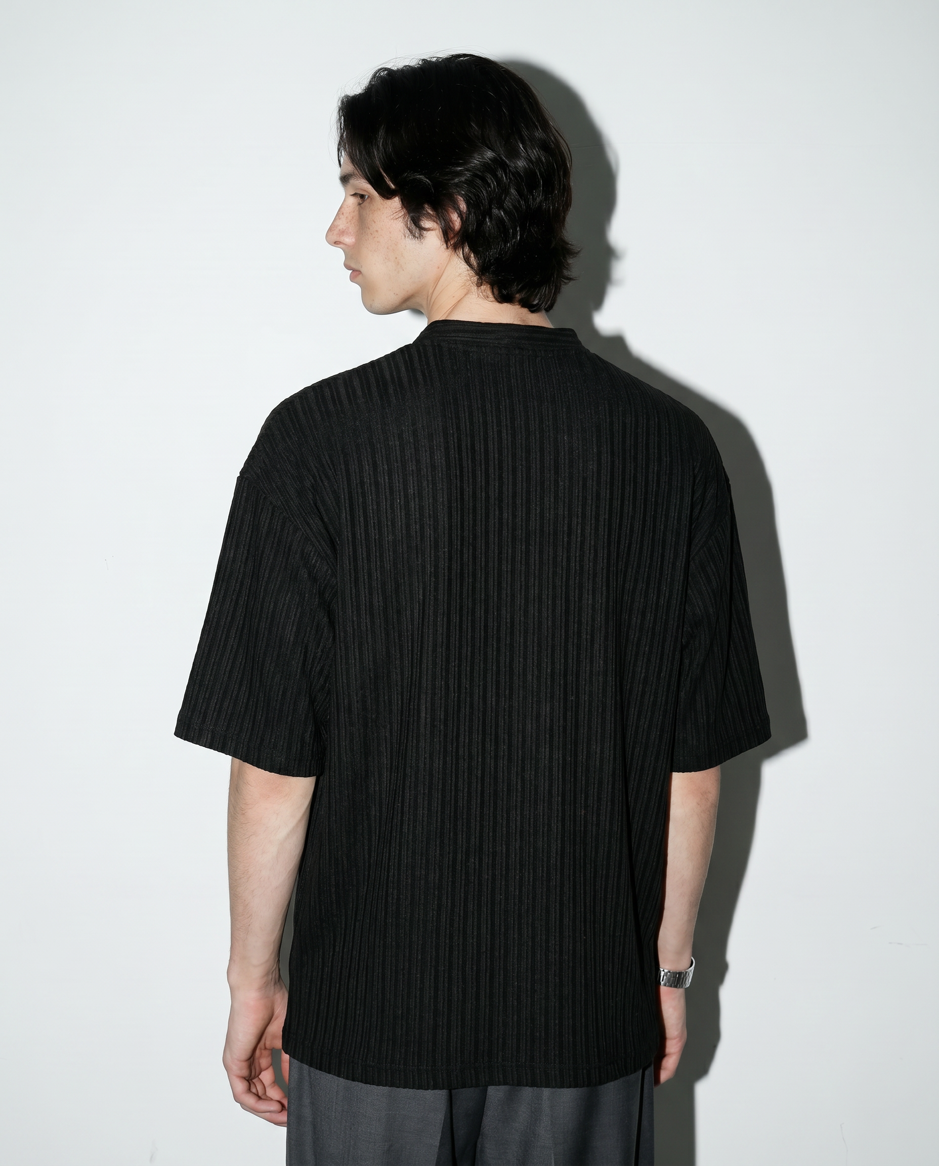 Textured Ribbed Henley Half Sleeve Top-9