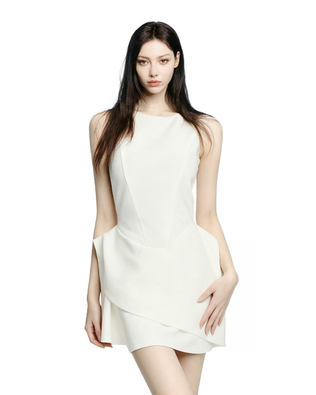 Sleeveless Asymmetric Hem Balloon Mini Dress