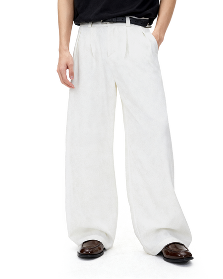 Pleated Wide Leg Semi-Barrel Trousers