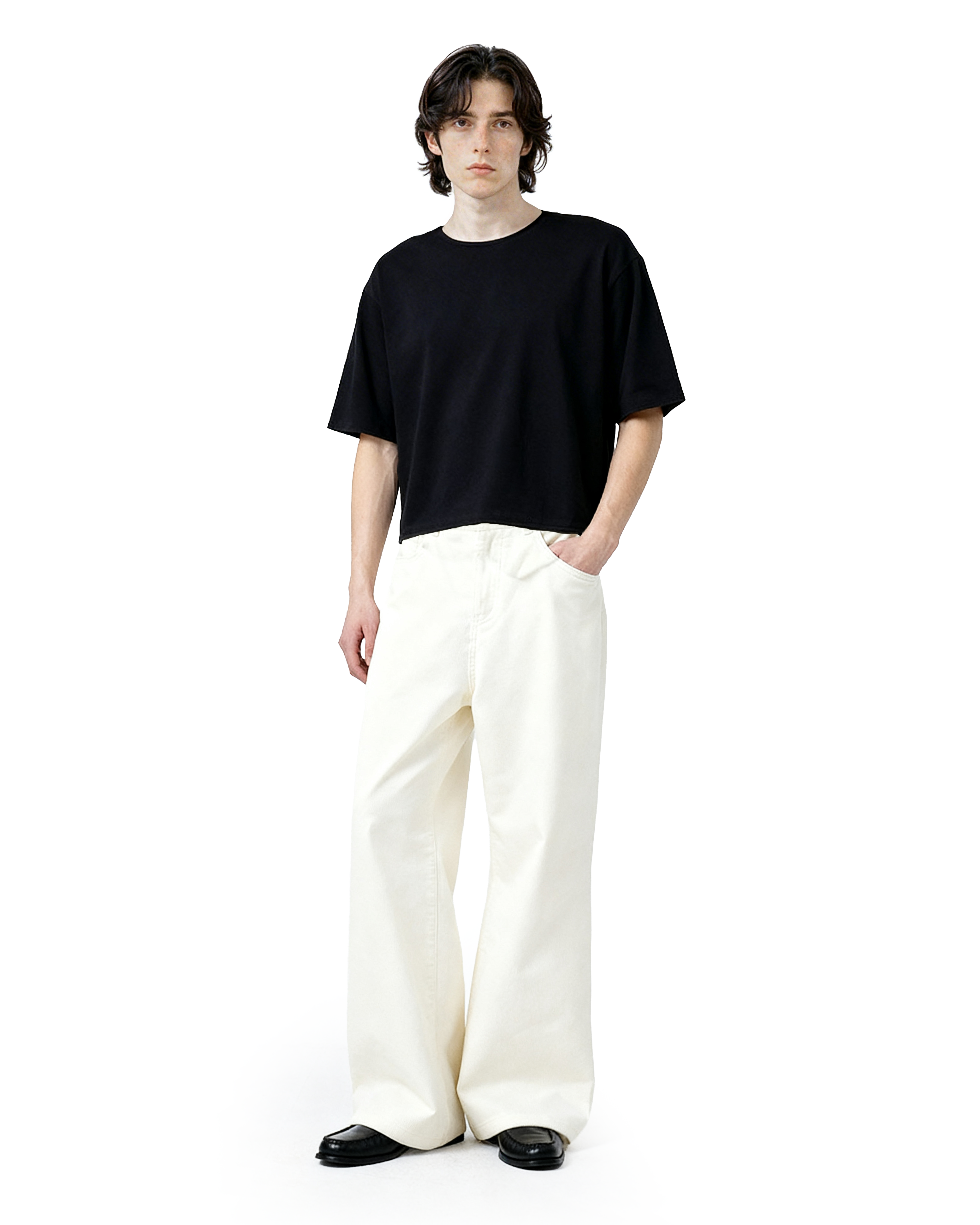 Wide Leg Semi-Flare Ribbed Corduroy Pants-9