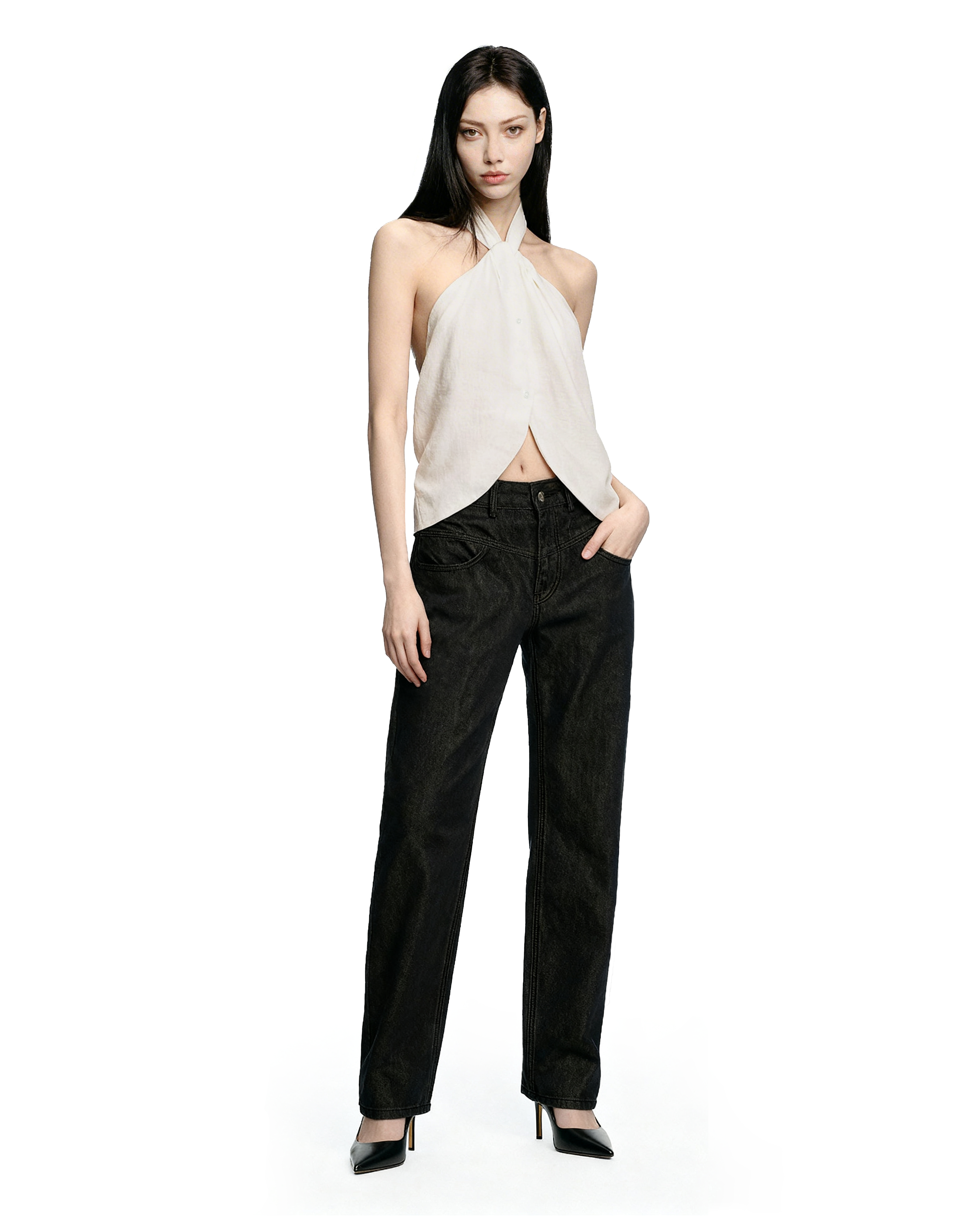 Halter Neck Twist Front Sleeveless Wrap Top-7