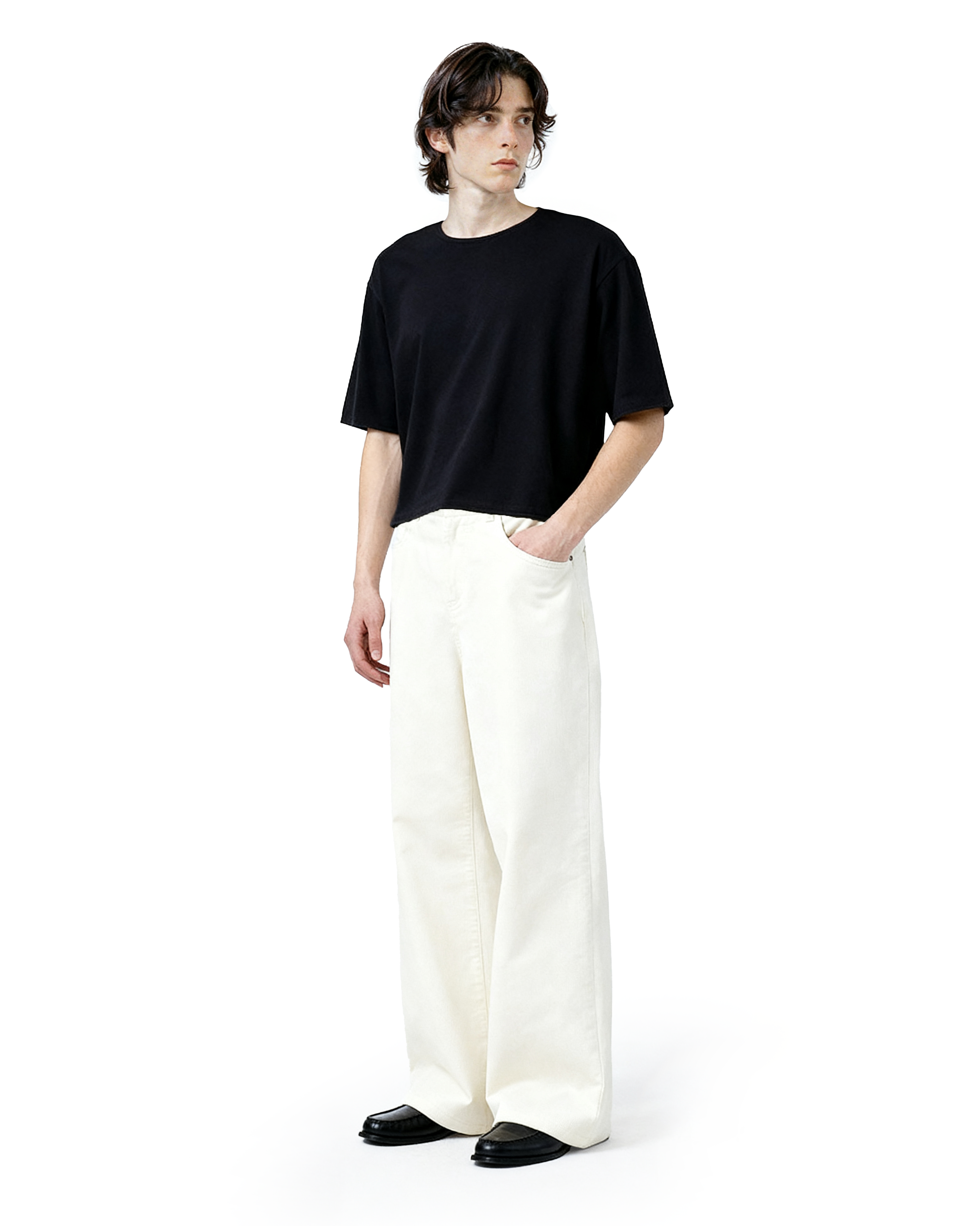 Wide Leg Semi-Flare Ribbed Corduroy Pants-10