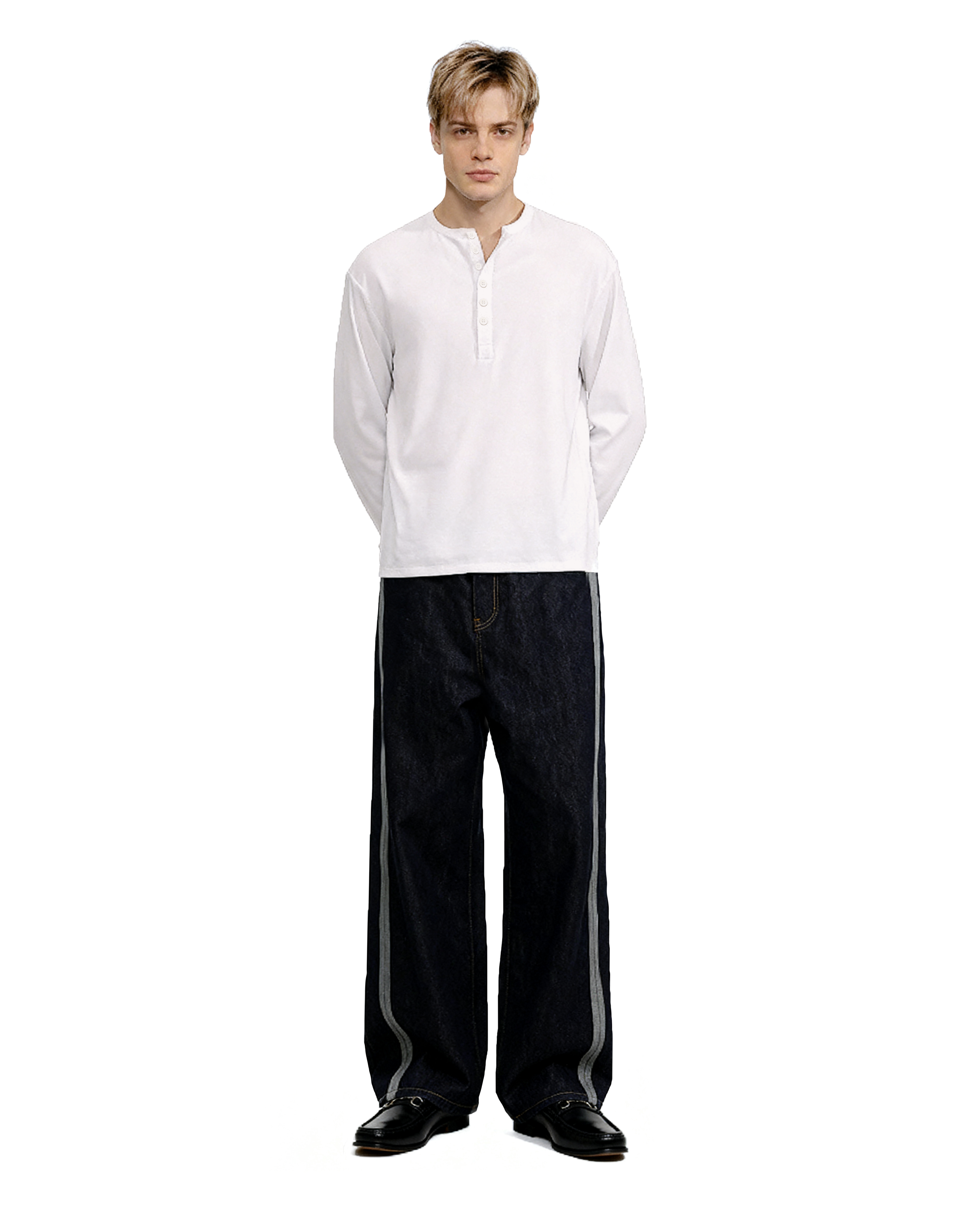Slim Fit Mid-Crop Long Sleeve Henley T-Shirt-4