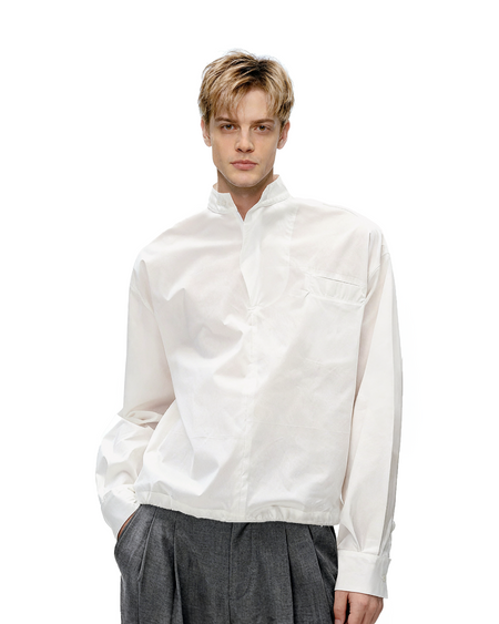 Mandarin Collar Long Sleeve Popover Quarter-Zip Shirt