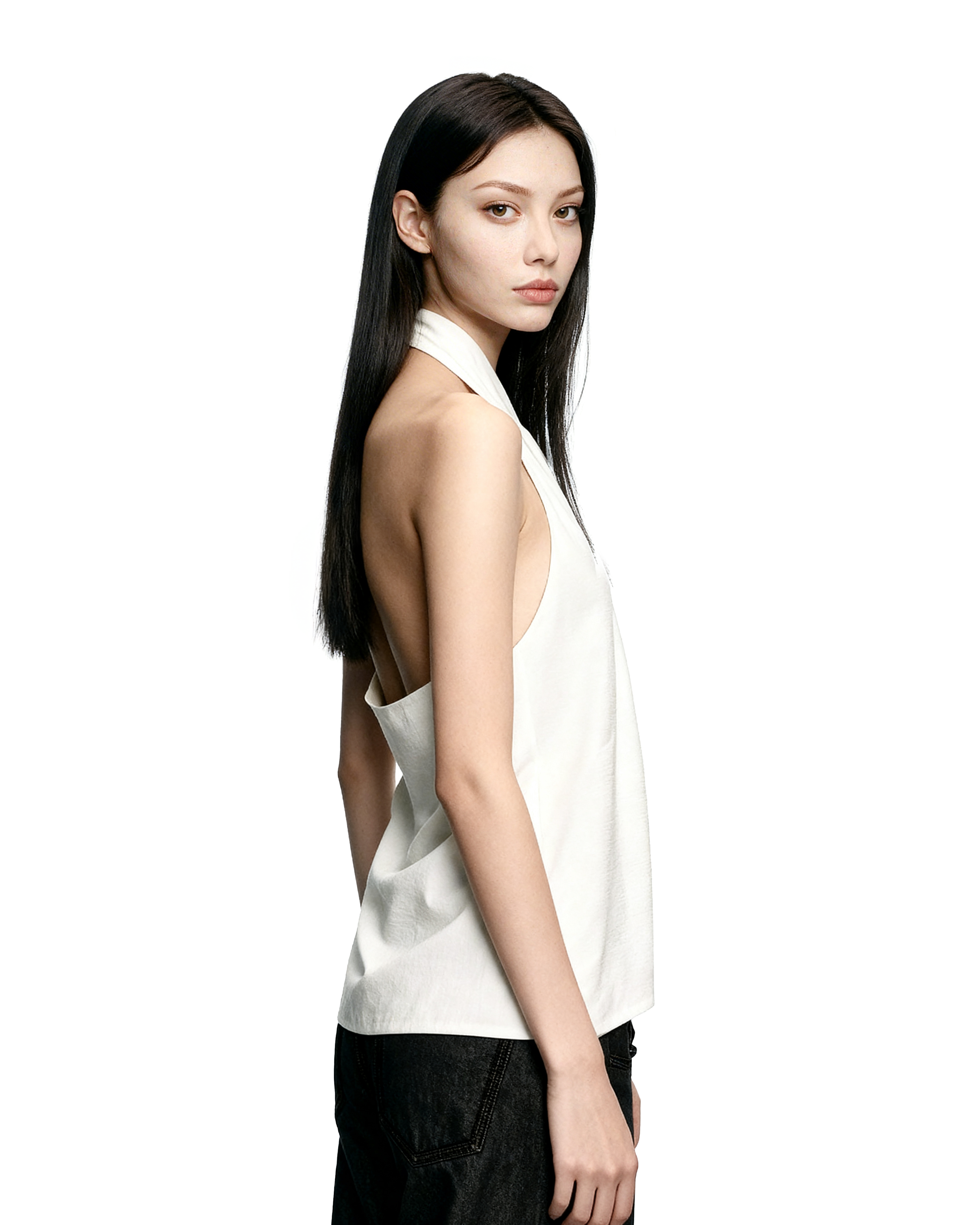 Halter Neck Twist Front Sleeveless Wrap Top-4