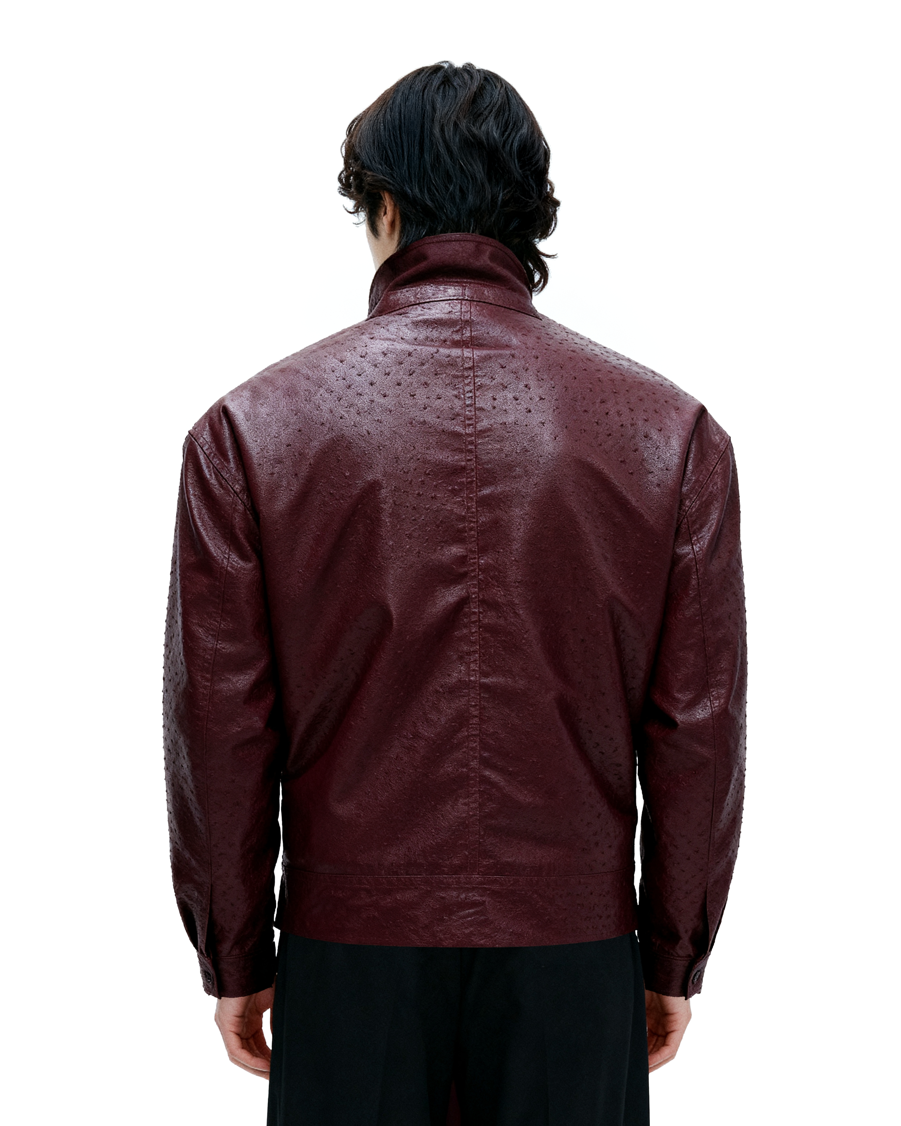 Faux Leather Textured Fireman-Clasp Boxy Jacket - nightcity clothing