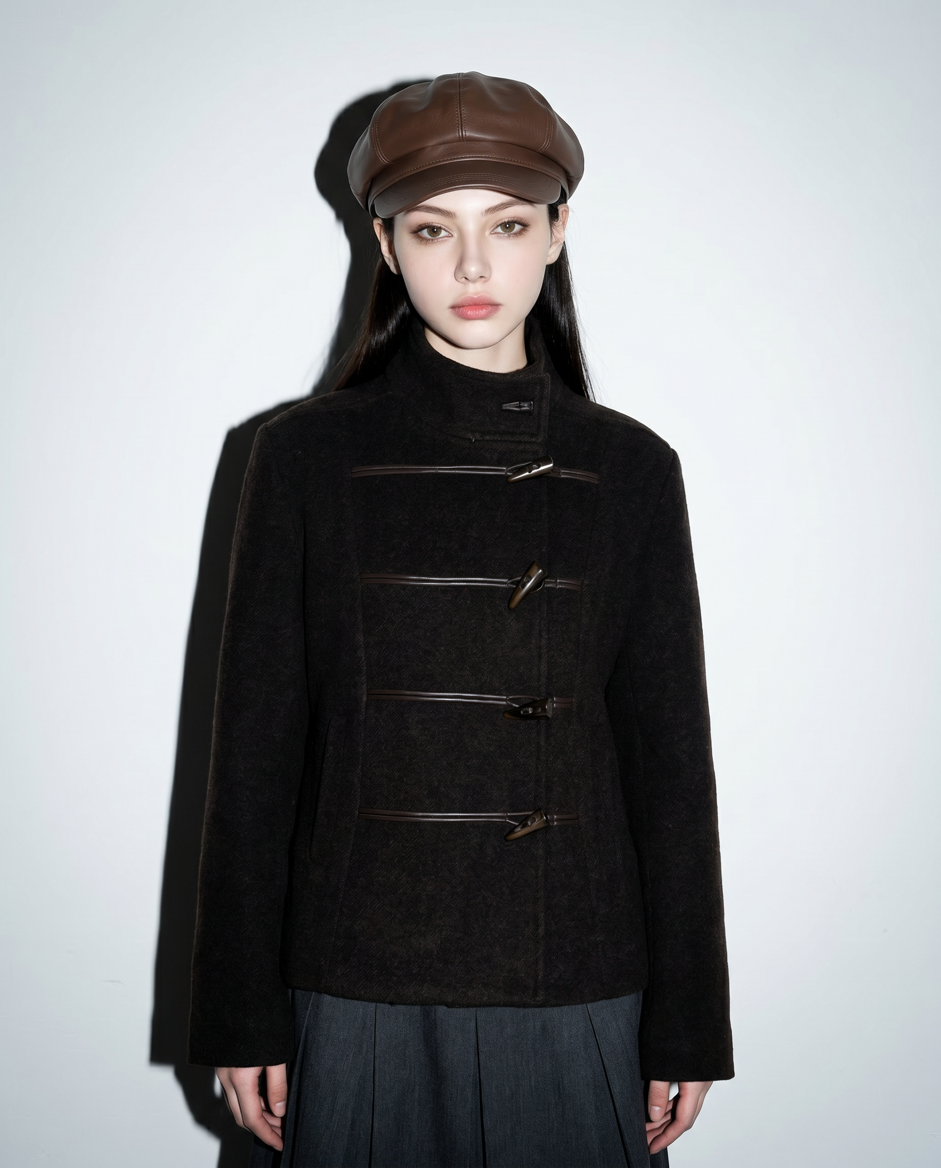 Wool Blend Toggle Button Military Jacket-11