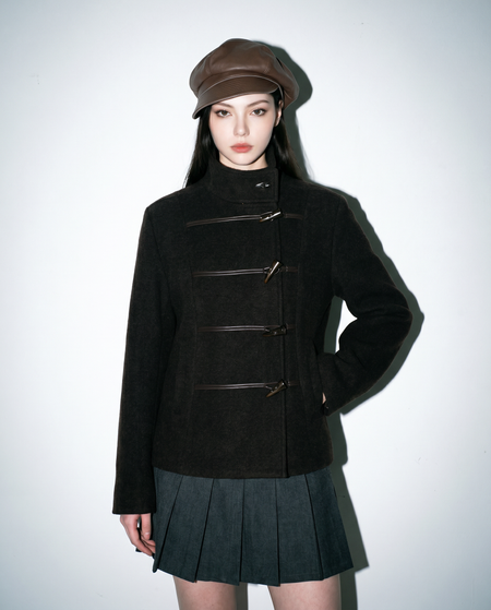 Wool Blend Toggle Button Military Jacket