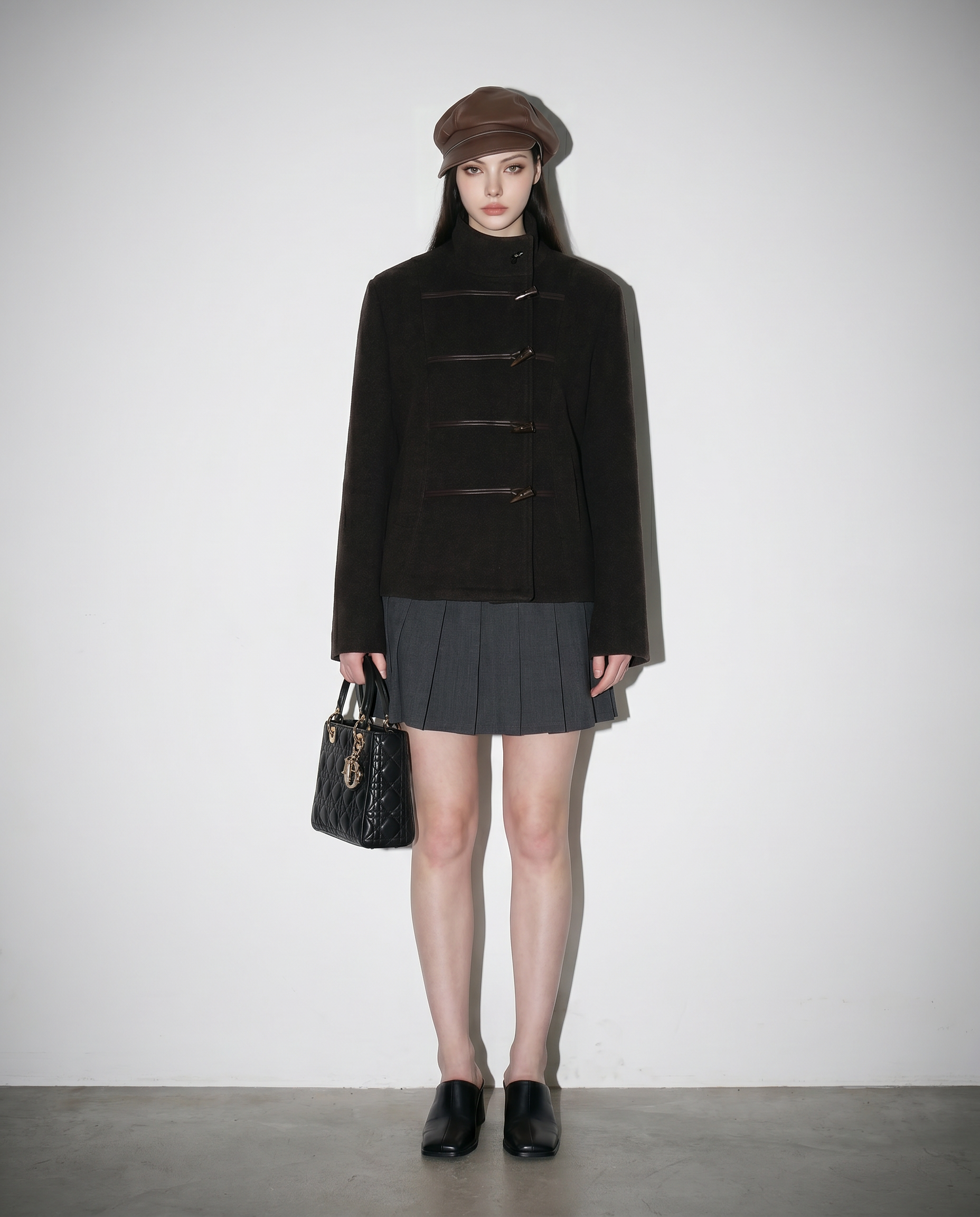 Wool Blend Toggle Button Military Jacket-14