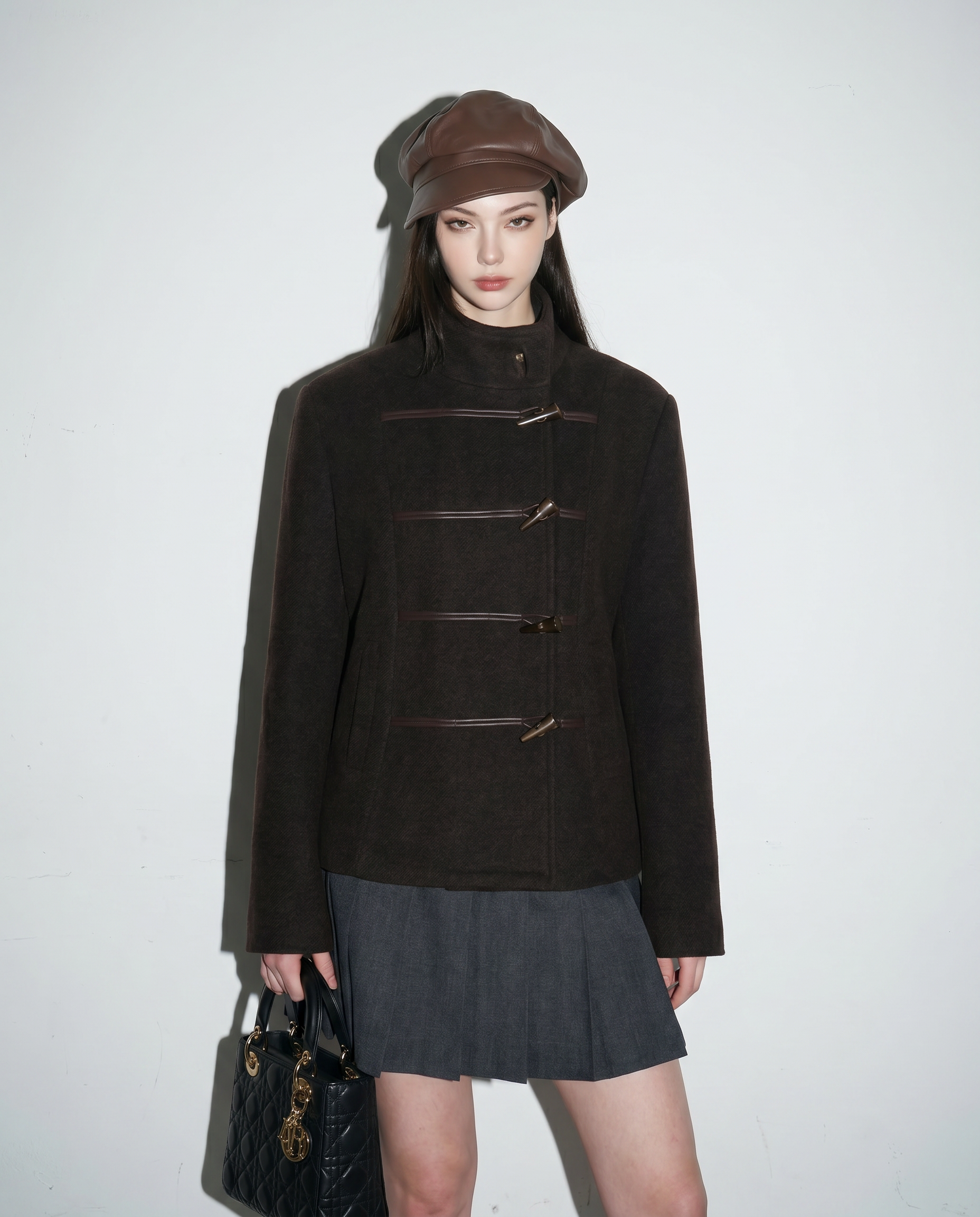 Wool Blend Toggle Button Military Jacket-13