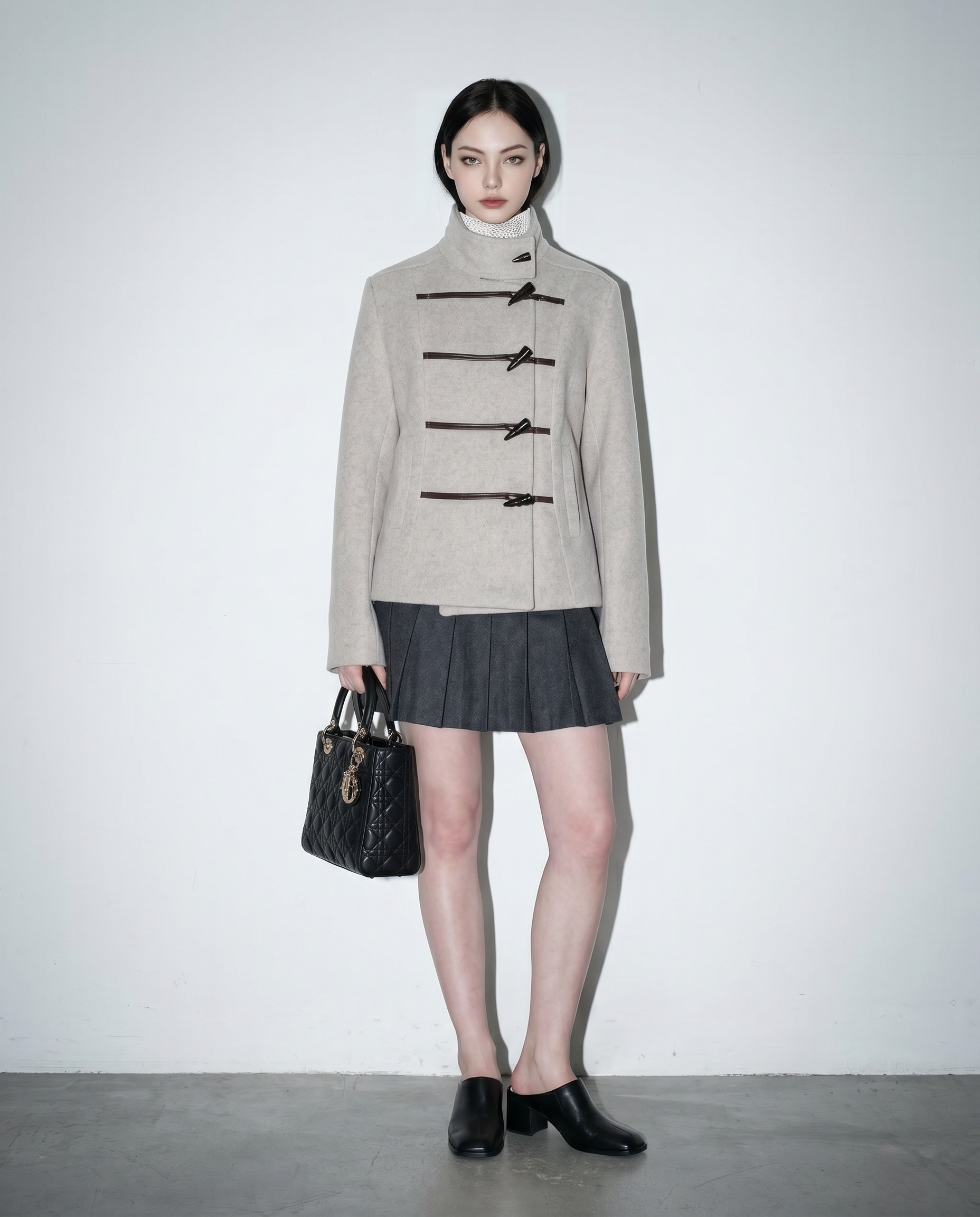 Wool Blend Toggle Button Military Jacket-9