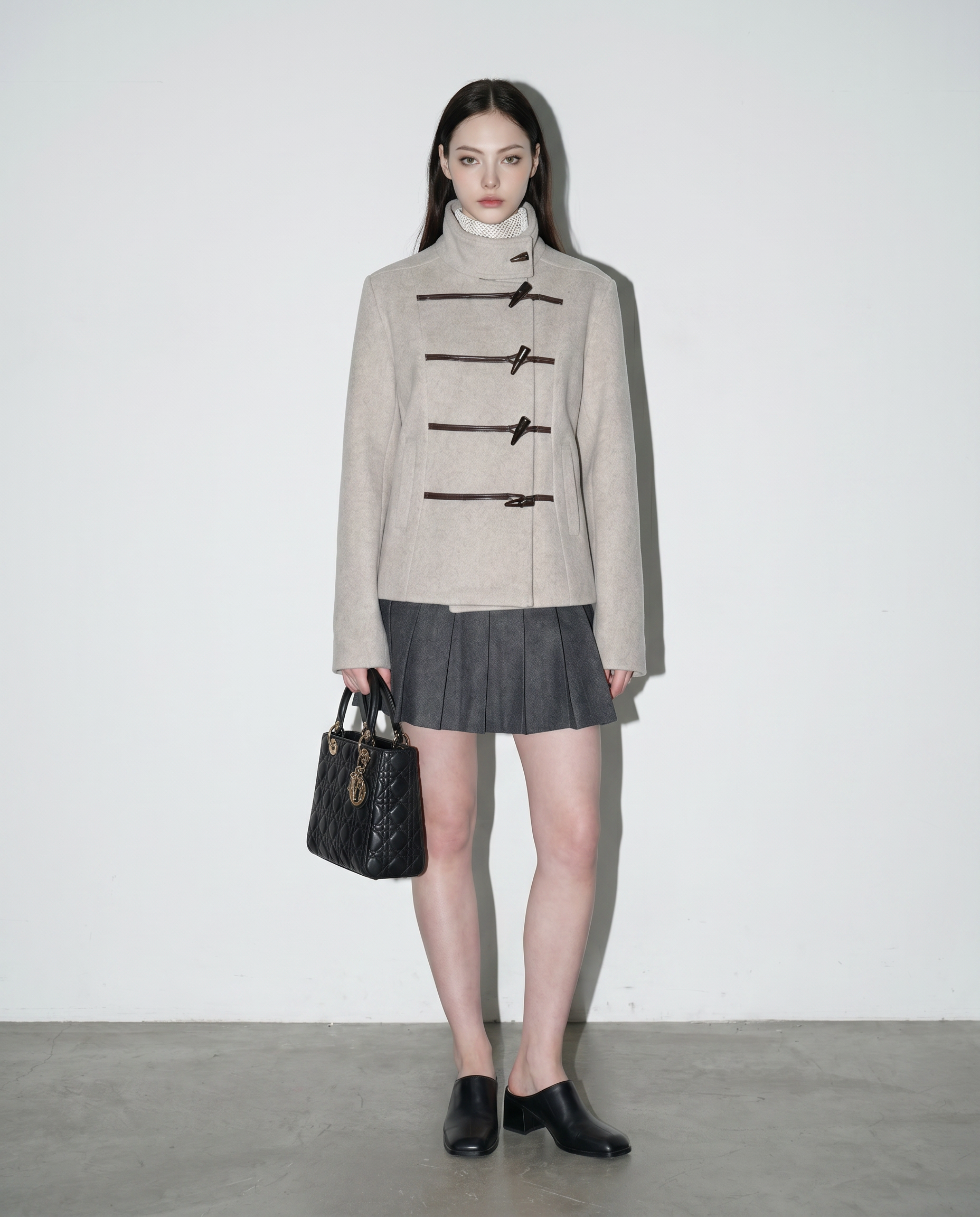 Wool Blend Toggle Button Military Jacket-8