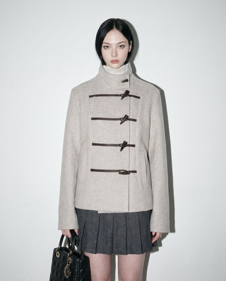 Wool Blend Toggle Button Military Jacket