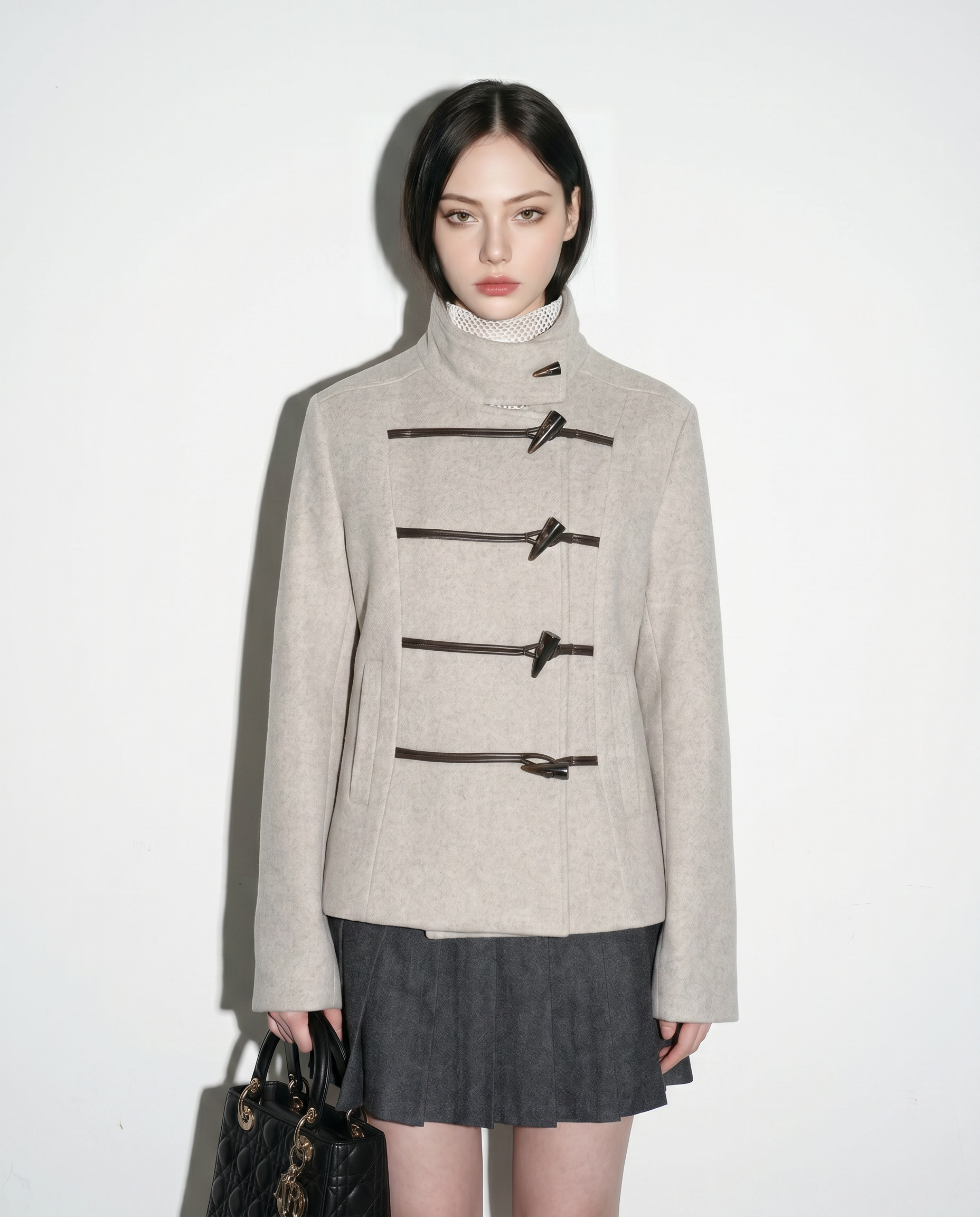 Wool Blend Toggle Button Military Jacket-5
