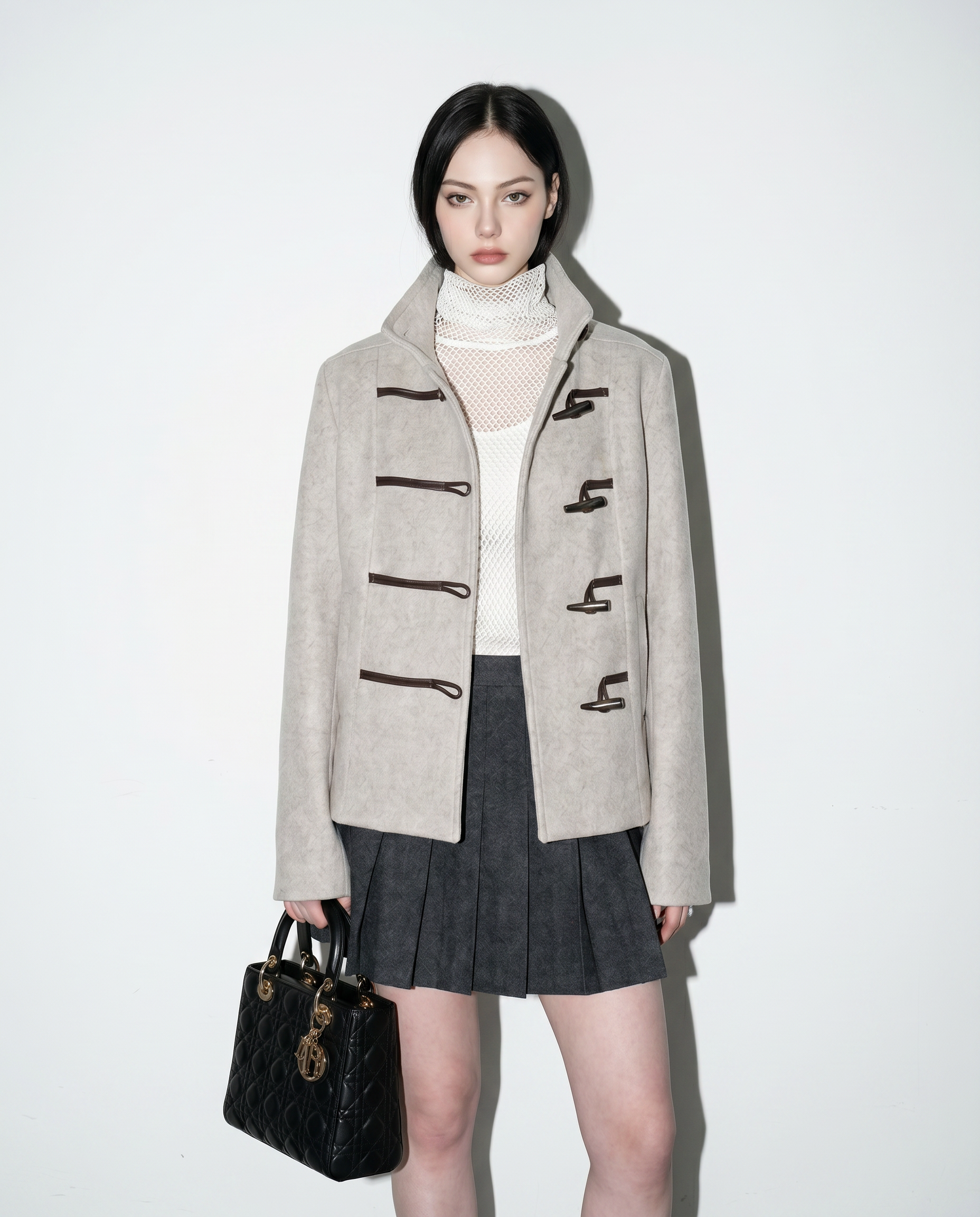 Wool Blend Toggle Button Military Jacket