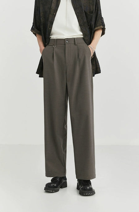 Classic Pleated Trousers with Wide-Leg Cut