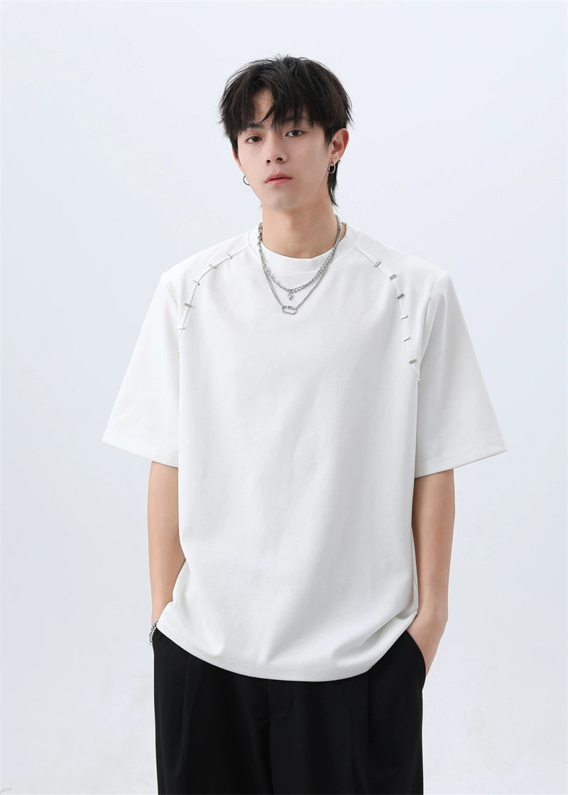 Oversized Crew Neck Tee with Shoulder Detail