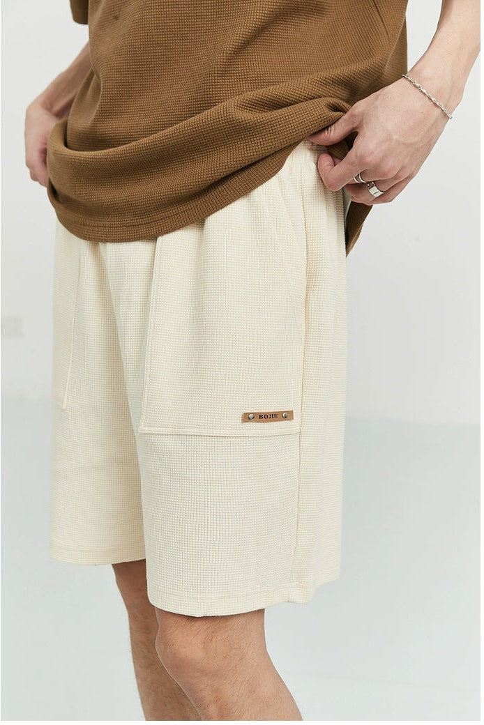 Textured Jogger Shorts with Patch Pocket Detail