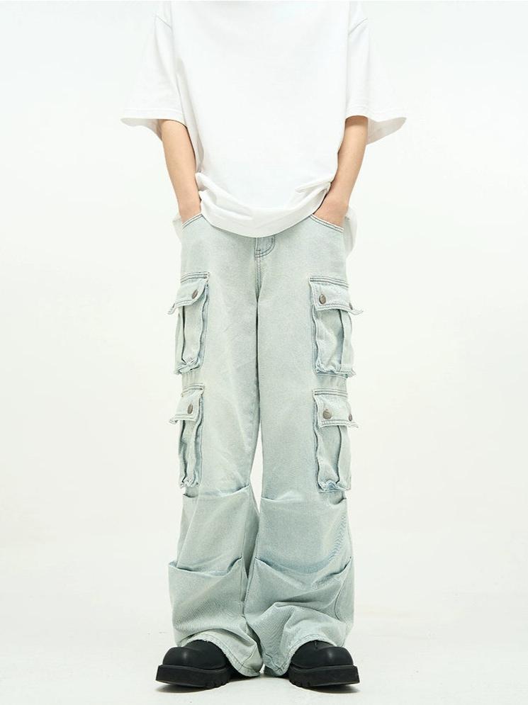 Faded Multi Pocket Denim Pants