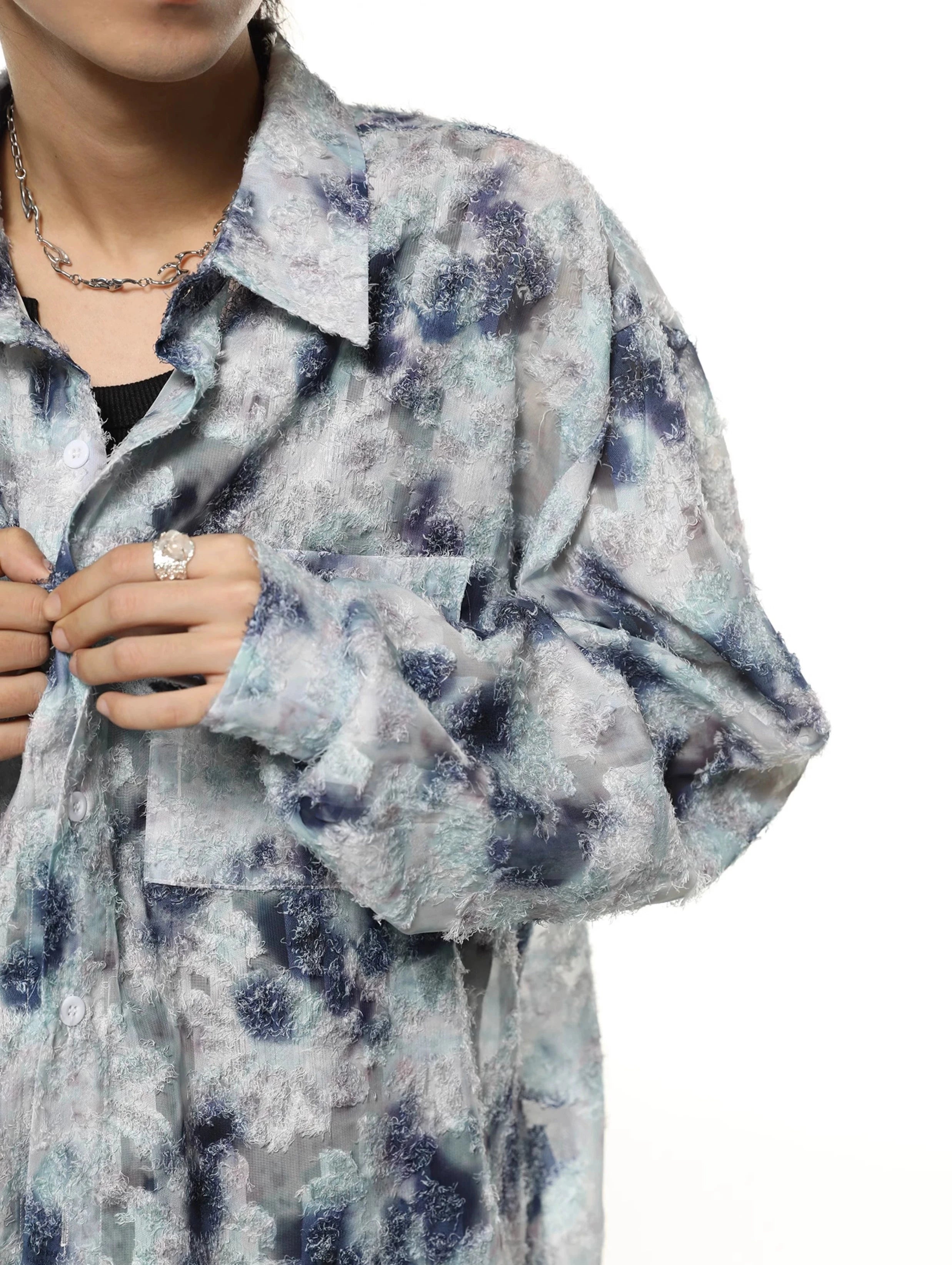 Abstract Pastel Floral Print Oversized Shirt