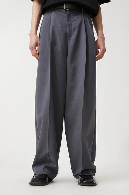 Wide Leg Pleated Loose-Fit Trousers - nightcity clothing