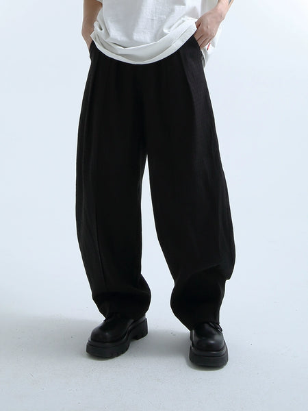 Texture-Print Wide-Leg Pleated Pants - nightcity clothing
