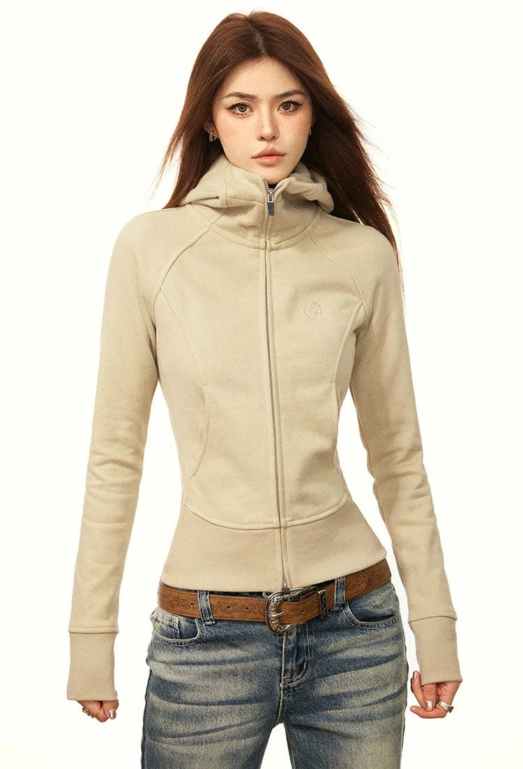 Skinny High Collar Hoodie Zip Jacket