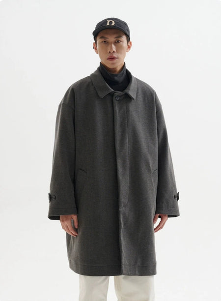 Oversized Mid Length Coat with Adjustable Cuff