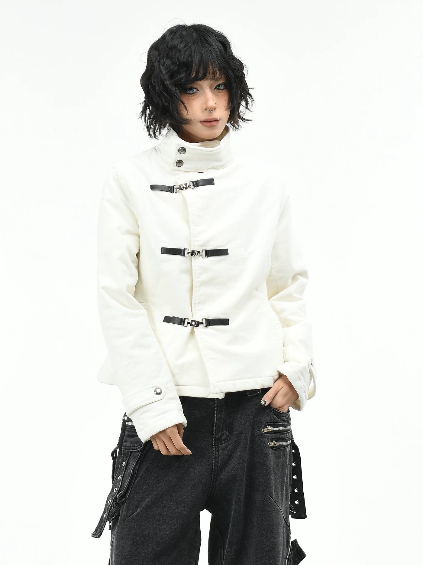 Overlap Metal Buckle Military Fencing Jacket - nightcity clothing