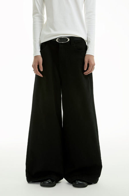 Low Waist Wide Leg Denim Jeans with Pockets - nightcity clothing