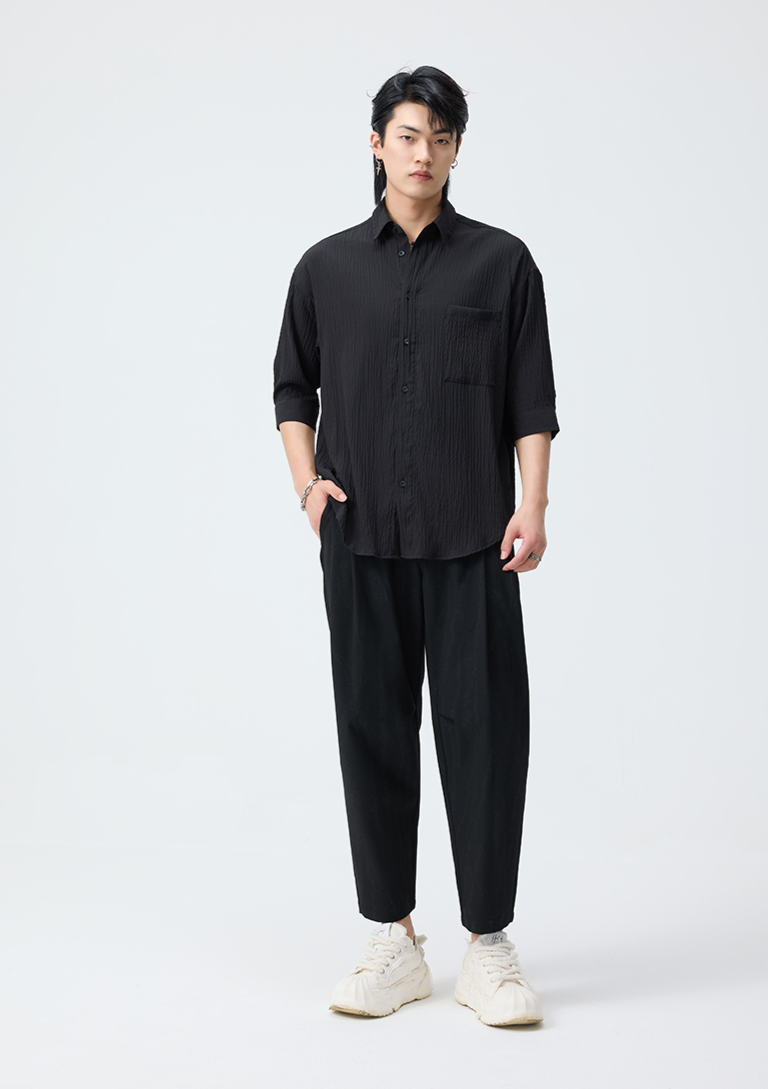 crinkle crinkle crinkle shirts 3D ブラック crinkle crinkle crinkle shirts 3D ブラック トップス