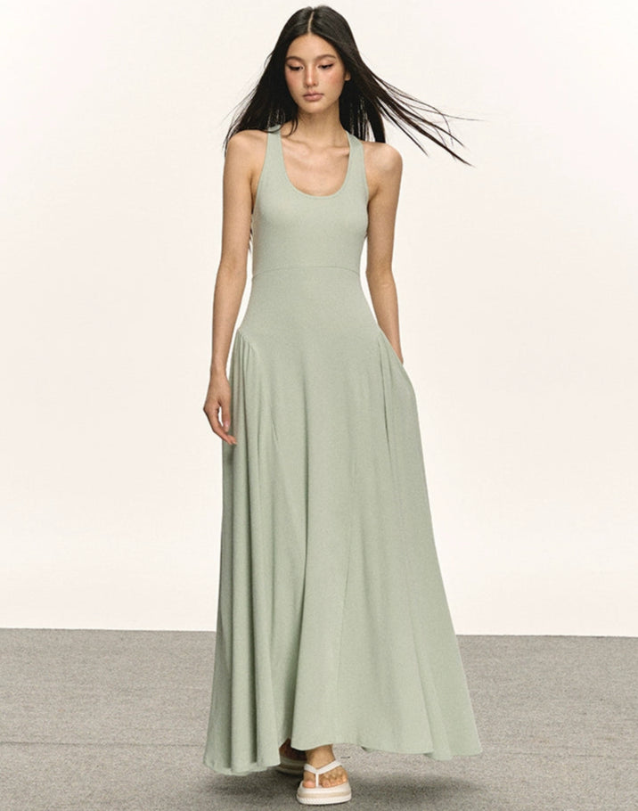 racerback maxi dress Beyond Yoga A Cut Above A racerback design with a gold Sleeveless Racerback Maxi Dress with