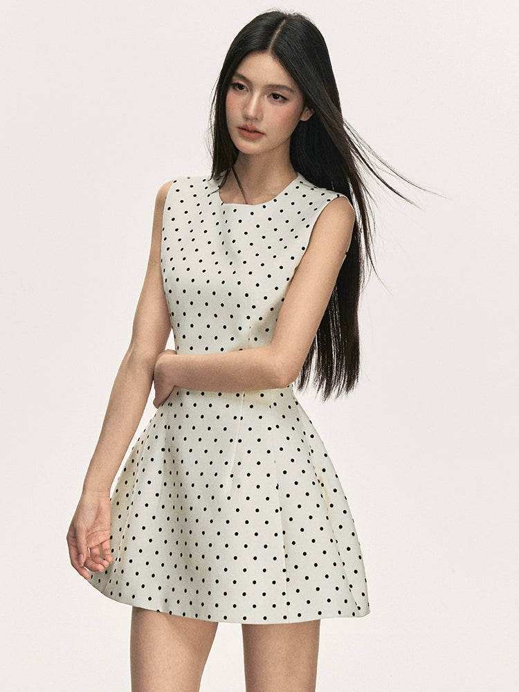Sleeveless Polka Dot Mini Dress